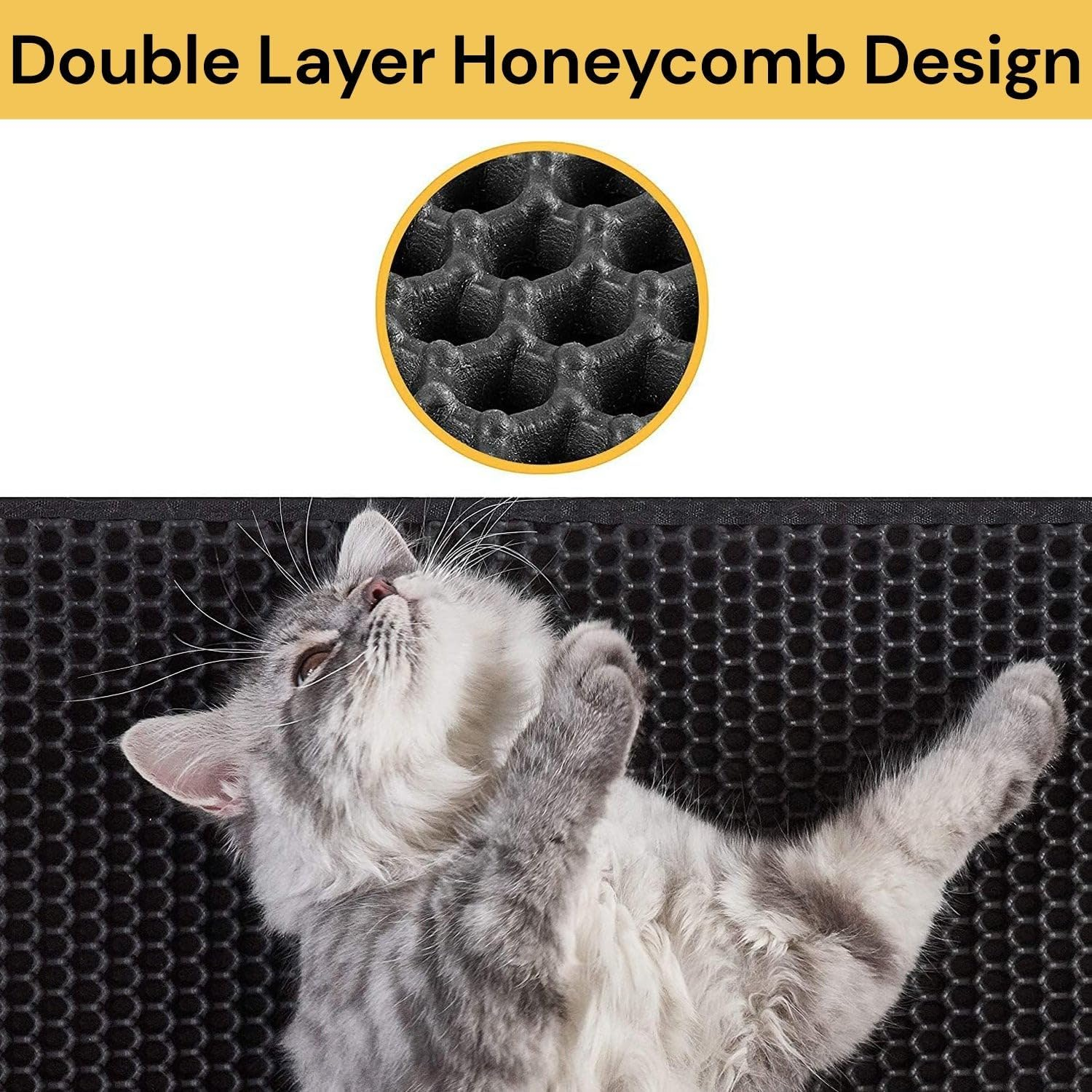 Cat Litter Box Mat Litter Double-Layer Design Waterproof Urine Proof Material, Easy Clean and Floor Carpet Protection Best Scatter Control Easy to Clean, Soft on Paws Cat Tray Mat (Large) image number 6