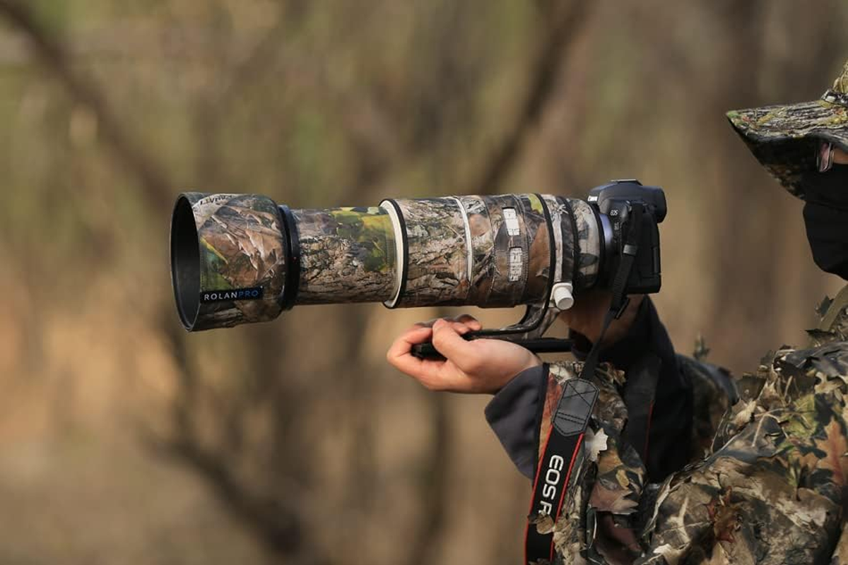 ROLANPRO Waterproof Lens Cover for Canon RF 100-500Mm F/4.5-7.1 L Is USM Camouflage Rain Cover-#10 Tree Waterproof - 28 Wilderness Camo Waterproof image number 4