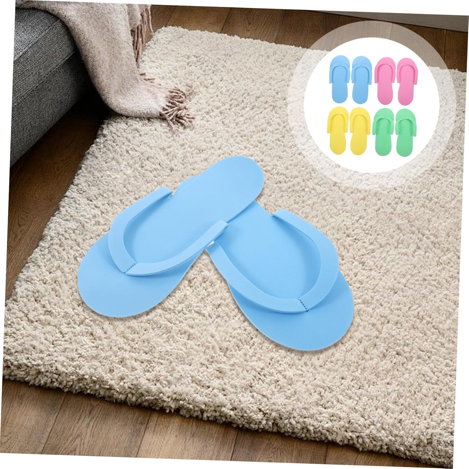 Mikinona Disposable EVA Shower Slippers for Men Women Quick Dry Non Slip Indoor Hotel Guest Footwear Portable Folding Sandals for Spa Nail Salon Travel - White image number 4