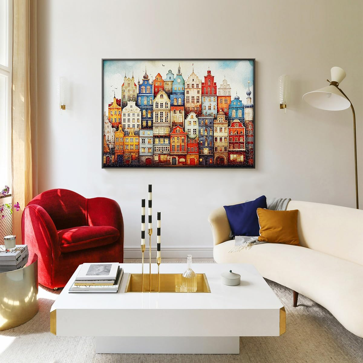 MISITU 1000 Pieces Jigsaw Puzzles for Adults Teens Challenging Difficult Puzzles Impossible Jigsaw Puzzles Art Craft Puzzles Games Toys Gifts Colorful Castle House Jigsaw Puzzles 28 X 20 Inch image number 2