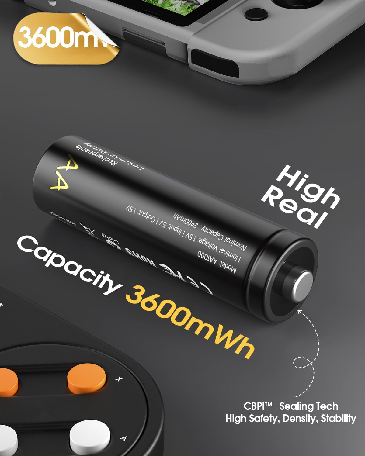 Homesuit AA Batteries Rechargeable with Charger, 1.5V Rechargeable Batteries AA 3600Mwh, 2000+ Cycles Long Lasting Double a Lithium-Ion Battery 8 Pack image number 3