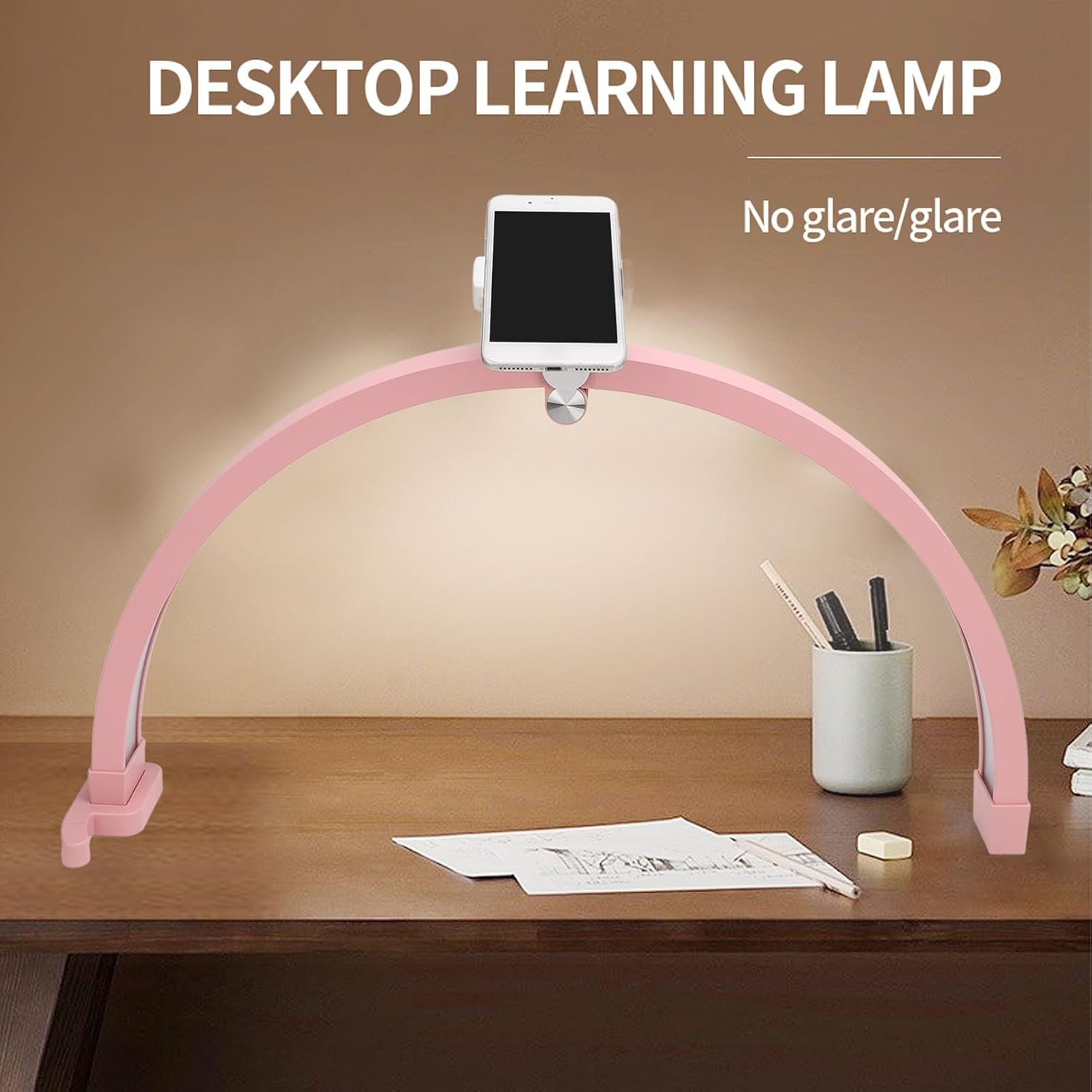 Half Moon Light for Nail Desk, 22 Inch 20W Foldable Half Moon Nail Desk Lamp, Nail Tech Light with Phone Holder, 3200 to 5600K Lash Light Led for Beauty/Eyelashes/Crafts (AU) image number 1