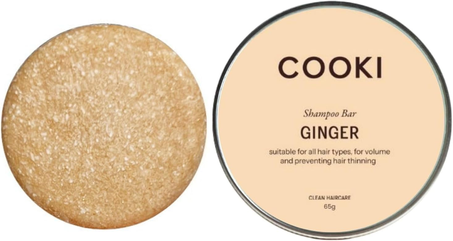Cooki Ginger Shampoo Bar for Volume, Oil Control & Preventing Thinning &ndash; Vegan, Plastic-Free, Zero Waste, with Tin 65G image number 1