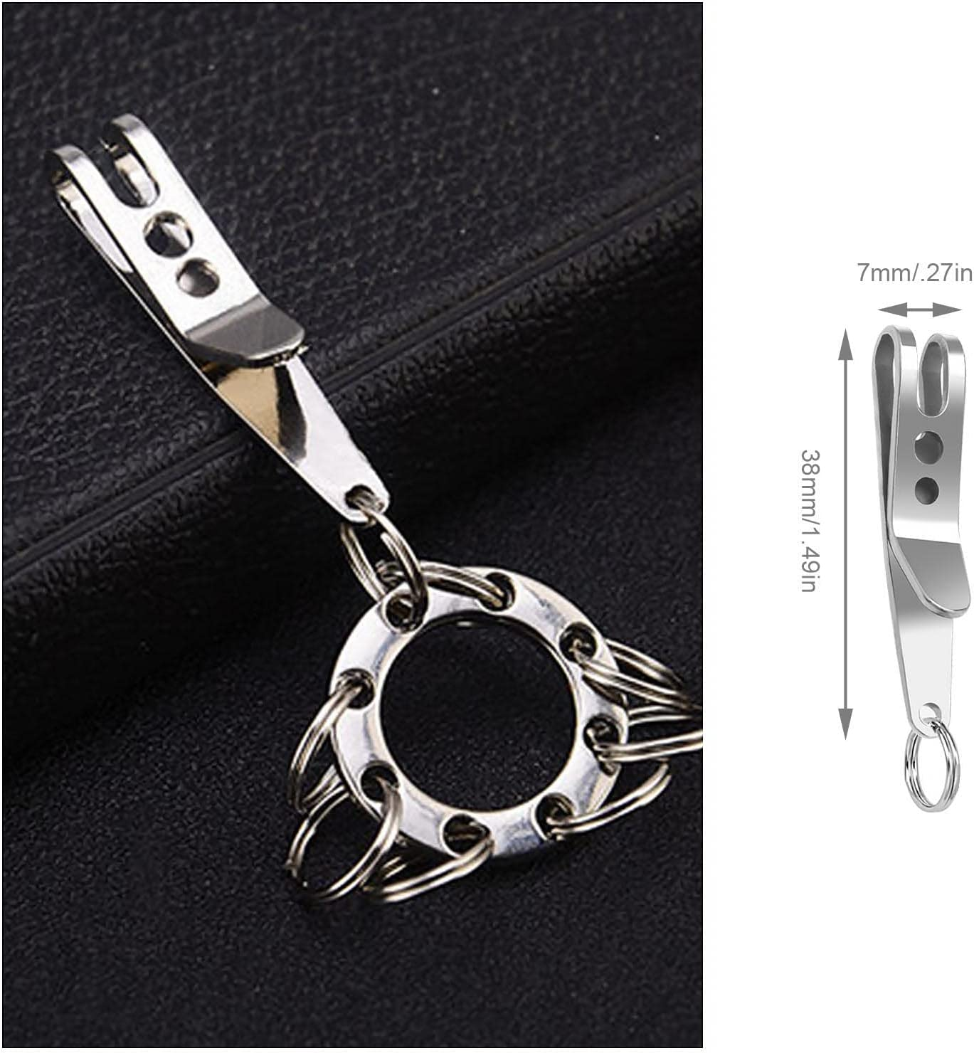 SING F LTD 8PCS Suspension Clip for Hanging EDC Items Key Torch Flint Flash Drive Emergency Whistle Multi-Purpose Pocket Clip Key Belt Holder Outdoor Quick Hanging Tool with Key Ring