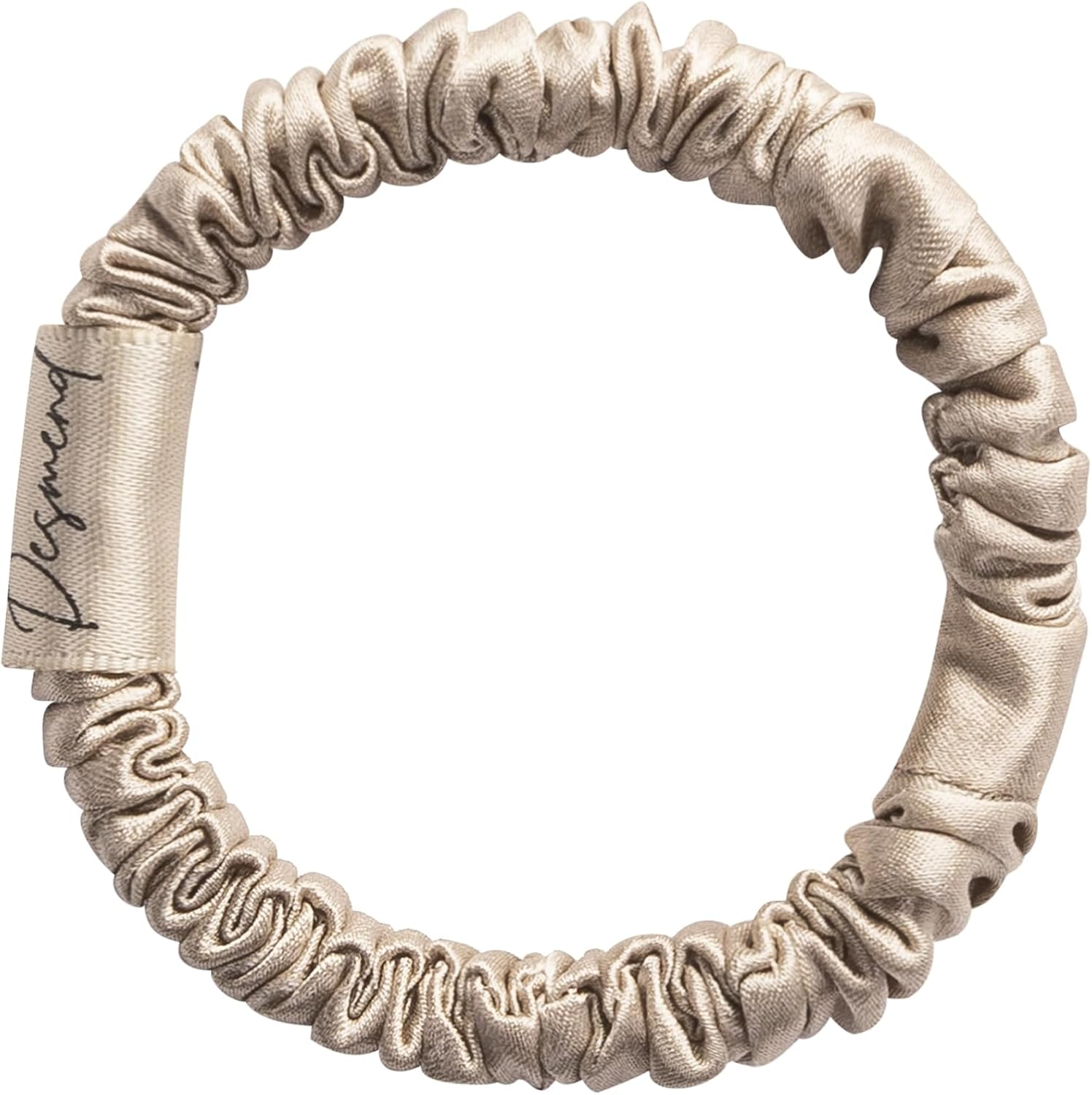 Silk Scrunchies 100% Pure Mulberry Thin Skinny Silk Hair Ties for Women & Girls No Damage Hair Bands Perfect for Ponytails & Sleep Small 5 Pcs Black/Green/Pink/Light Brown/Blue