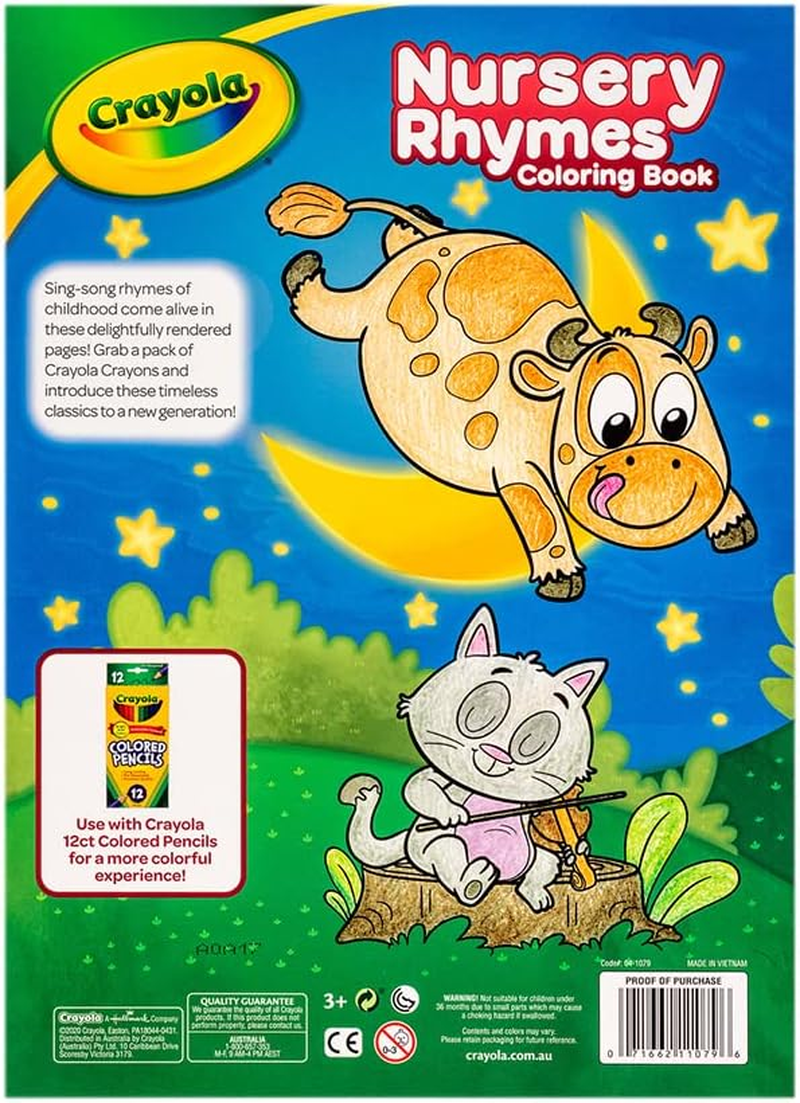 Crayola 96 Page Nursery Rhymes Colouring Book, Perfect for Rainy Days, Sticker Sheet Included, Colour Your Favourite Nursery Rhymes, Humpty Dumpty, Hickory, Dickory, Dock and More image number 3