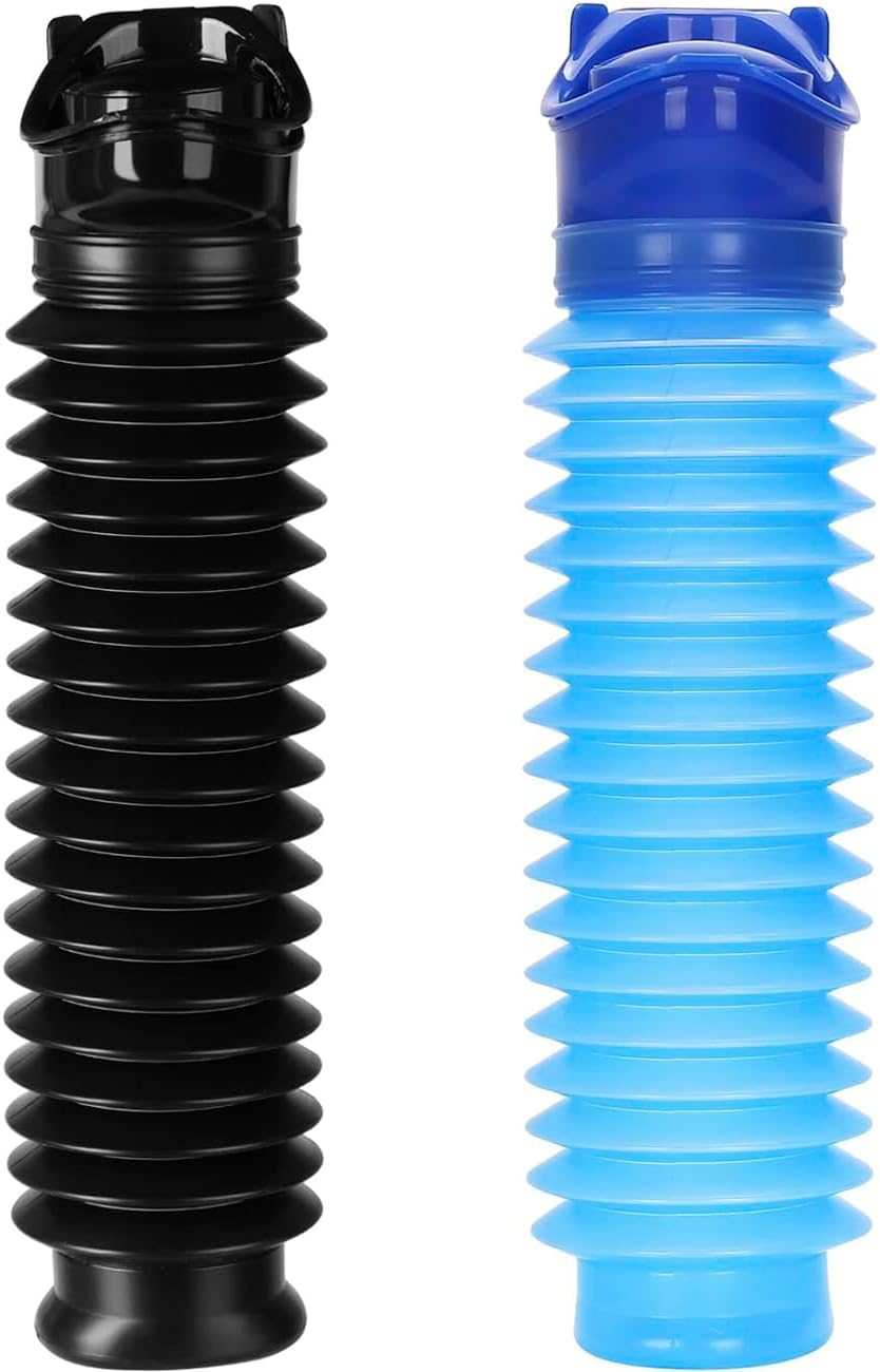 Emergency Urinal for Kids Adult，Portable Reusable Outdoor Urinal Potty Pee Bottle, Outdoor Shrinkable Urinal for Travel, Camping, Hiking, Traffic Jam and Queuing-2 Pack 750Ml