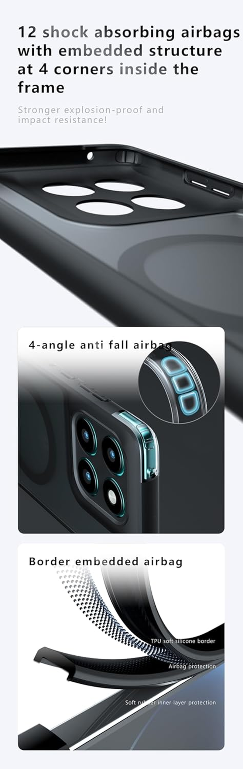 Boerhang Case Compatible with Motorola Edge 60 Pro Magnetic Protective Case, Anti-Fingerprint and Anti-Scratch, Translucent Black image number 4