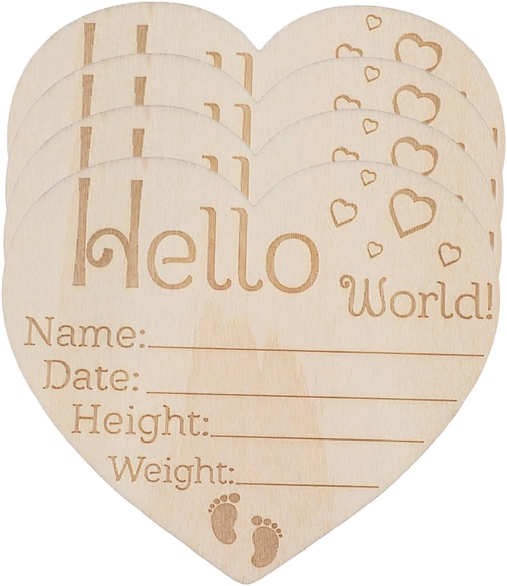 4Pcs Name Sign Wooden Newborn Birth Announcement Prop Cute Milestone Photography Decor for Nursery Memory Keepsakes image number 5