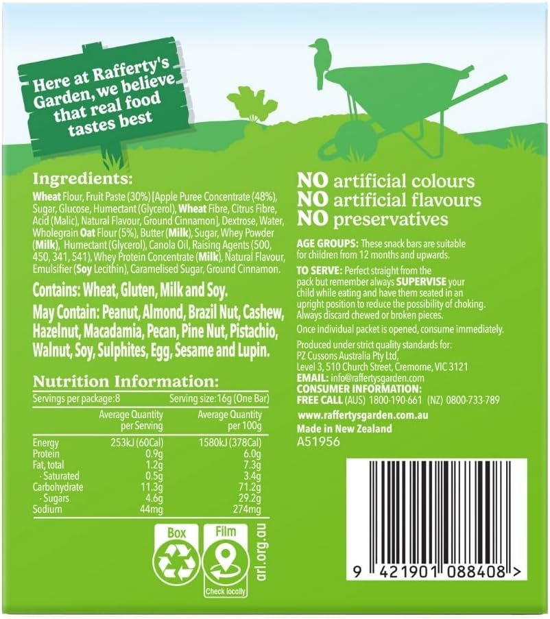 Rafferty'S Garden Apple Fruit Snack Bars for Babies 128 G (Case of 6) image number 2