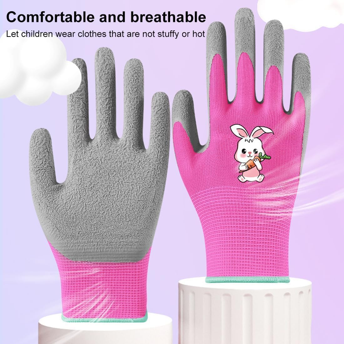 Kids Gardening Gloves, 2 Pair Toddler Gardening Gloves, Girls Garden Gloves, Rubber Non-Slip Safety Work Gloves for Kids, Youth, Garden, Fishing, image number 5