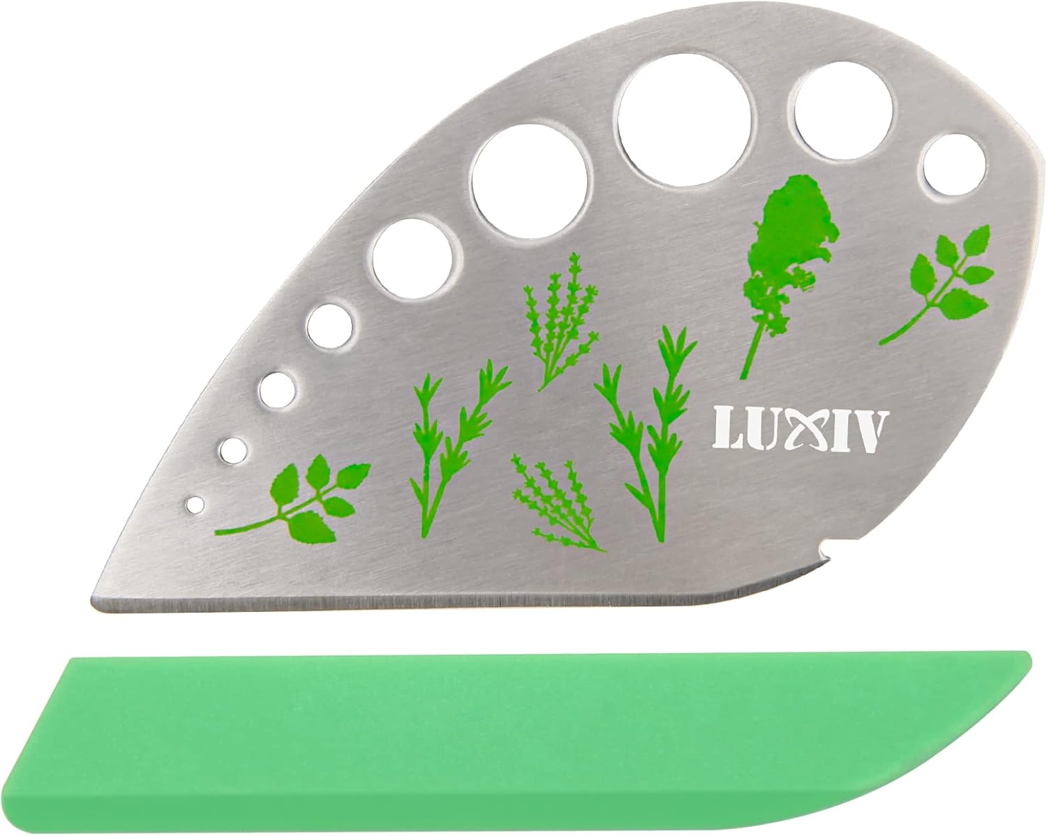 Herb Stripper 9 Holes, Luxiv Stainless Steel Kitchen Herb Leaf Stripping Tool Looseleaf Kale Razor Metal Herb Pealer for Kale, Chard, Collard Greens, Thyme, Basil, Rosemary (1 Pack) image number 2