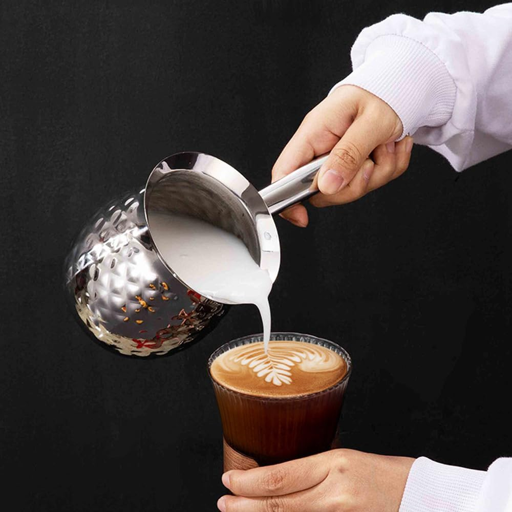 Turkish Coffee Pot, Turkish Coffee Maker, Chai Pot, Arabic Coffee Pot, Greek Coffee Pot, Greek Briki, Turkish Coffee Cezve, Turkish Coffee Pot Ibrik, Silver, 400 Ml / 13.5 Oz image number 7