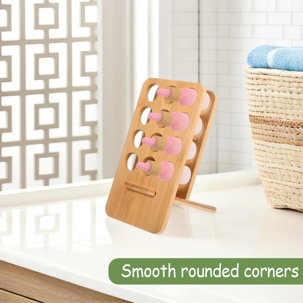 Essential Oil Stand Set of 2,12-Compartment Wooden Essential Oil Storage Rack,With Stable Design,Aromatherapy Display Storage Rack,For Lipsticks,Lip Glosses,Rollerball Perfume image number 4