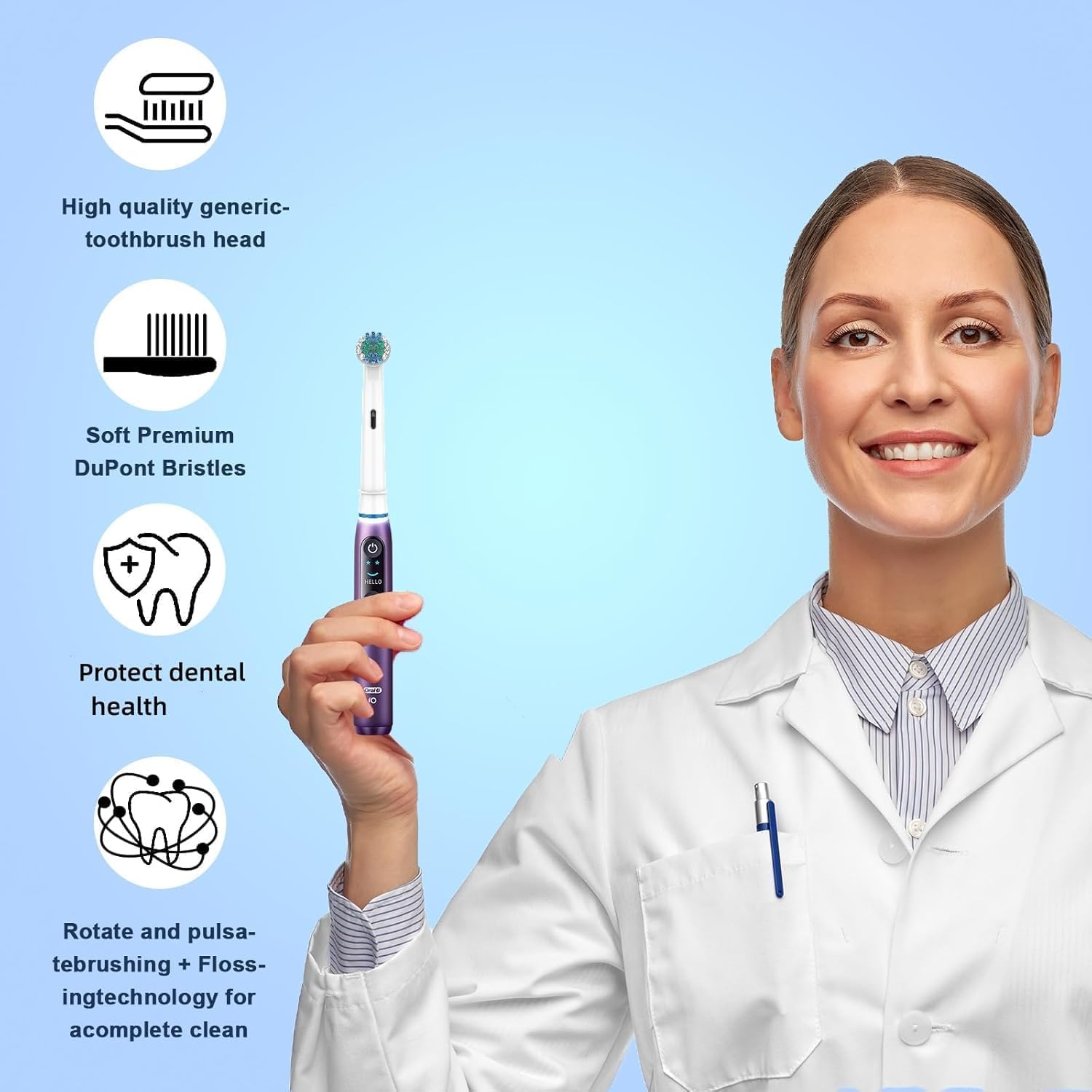 Replacement Toothbrush Heads Compatible with Oral-B Braun,8 Pack Professional Electric Brush Heads for Oral B Replacement Heads Refill Pro 500/1000/1500/3000/3757/5000/7000/7500/8000 image number 6