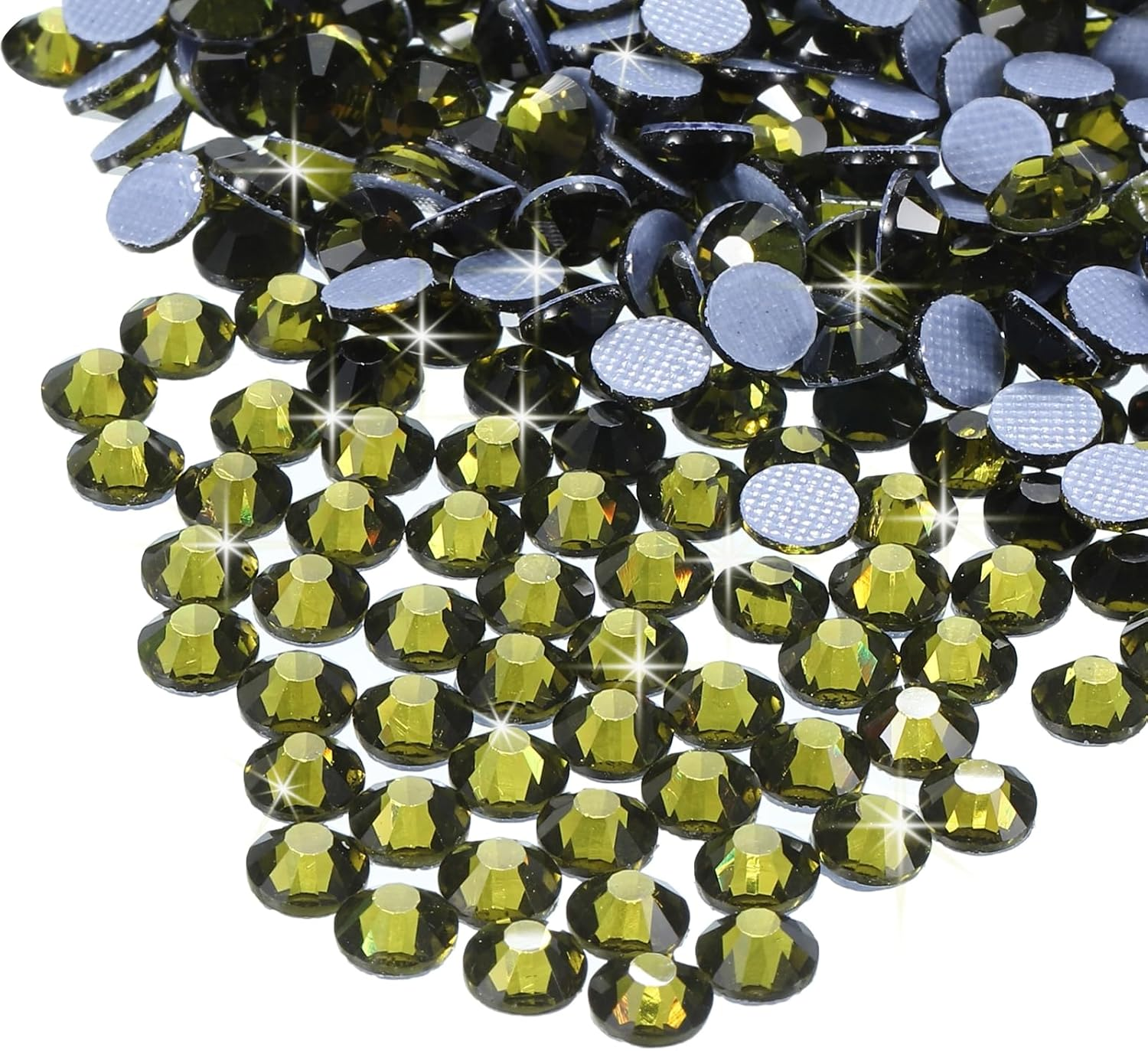 Sourcing Map 1440 Pcs Rhinestones Flatback Crystal Glass Gems for Crafts Clothes DIY Decoration(Ss20 4.8Mm,Olive Green) image number 3