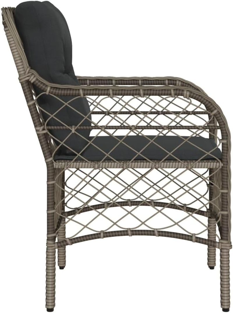 Vidaxl Grey Poly Rattan Garden Chairs with Dark Grey Cushions - Set of 2 Outdoor Armchairs for Patio, Deck, Garden Seating - Tissage En Filaments, Grey image number 7