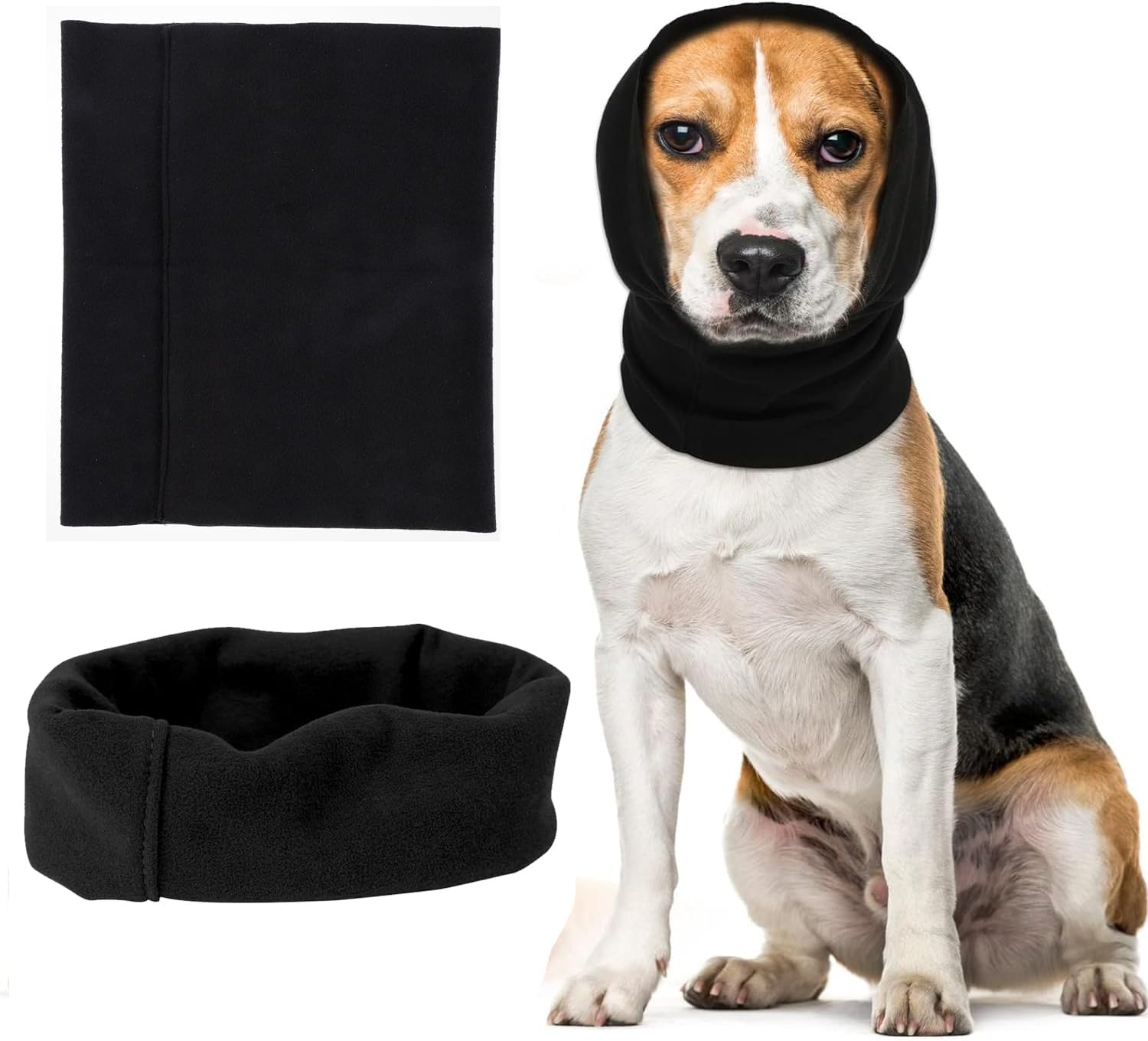 IONPSHG 2PCS Quiet Ears for Dogs Dog Hoodies Hat Calming Dog Hood for Noise Protection No Flap Ear Wraps Pet Soft for Anxiety Relief Calming Grooming Neck Ear Warmer & Calming (L) image number 4