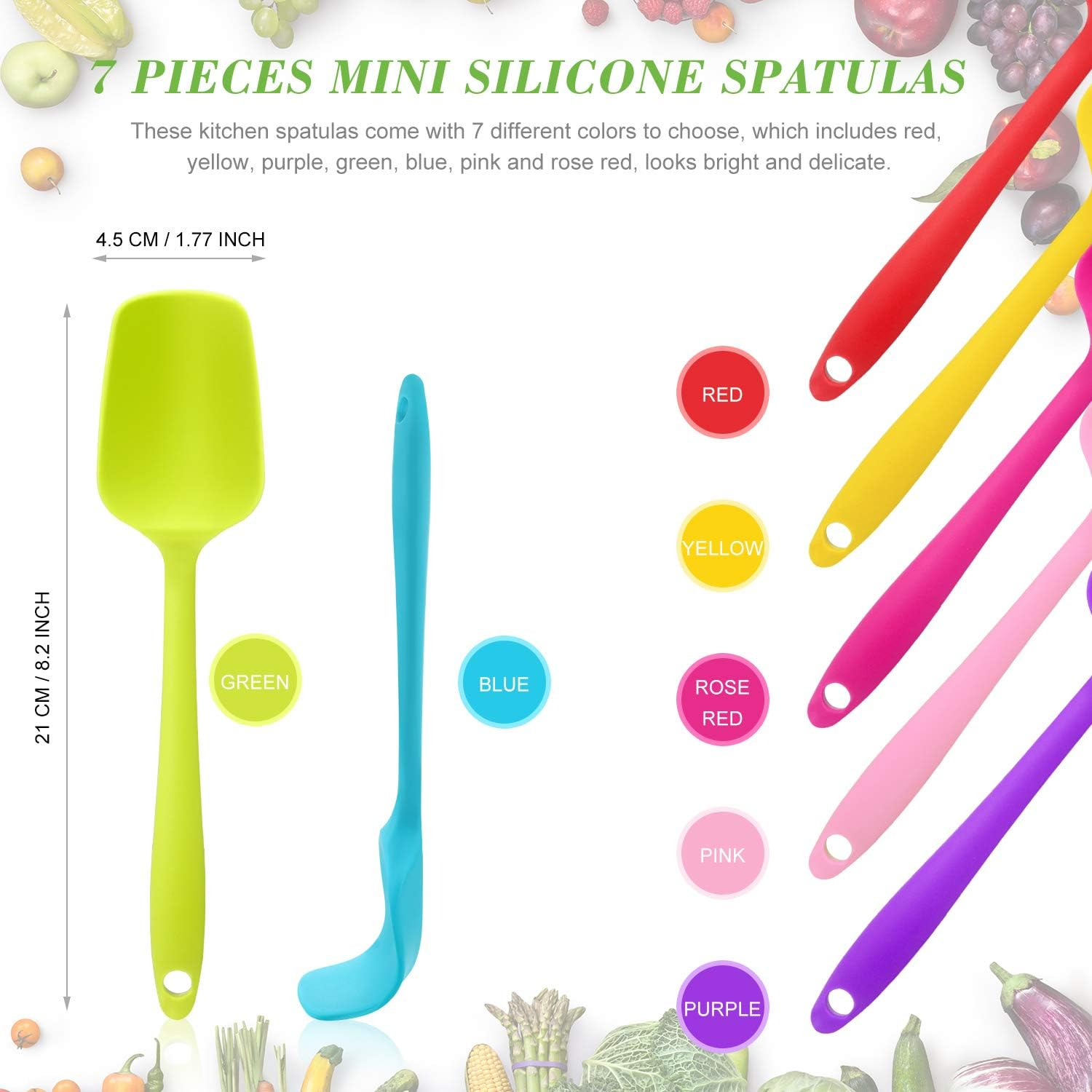 Patelai Silicone Spatulas, 7 Pieces 8.2 Inch Small Rubber Spoon Non Stick Kitchen Christmas Spatulas Heat Resistant Flexible Scrapers Baking Tool for Cooking, Mixing, Baking Tools image number 3