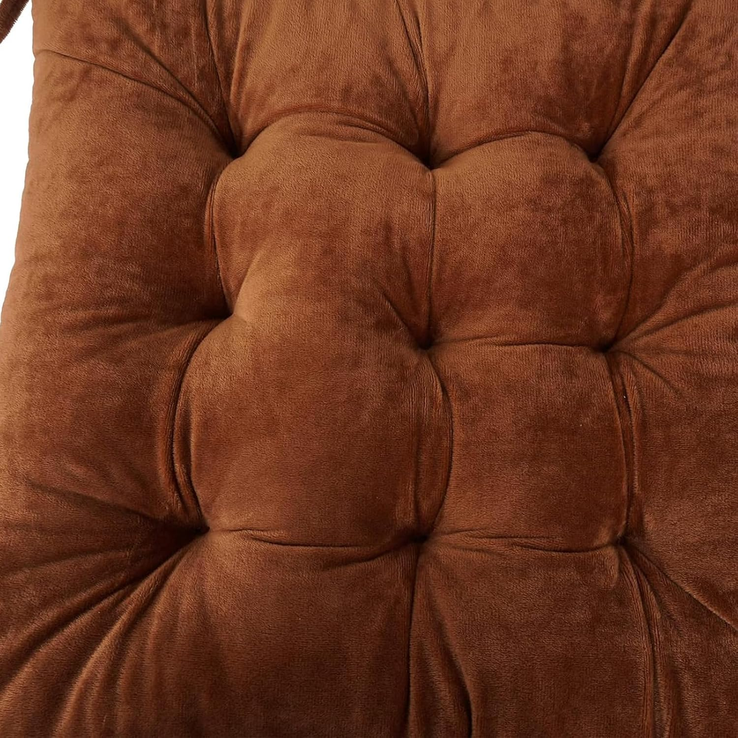 4 Pack Square Seat Cushion Chair Pads for Kitchen Dining Chairs, Soft Comfort Velvet Chair Mat Pillow Cushions with Ties for Office Desk Living Room Tatami 15.5" (Brown) image number 1
