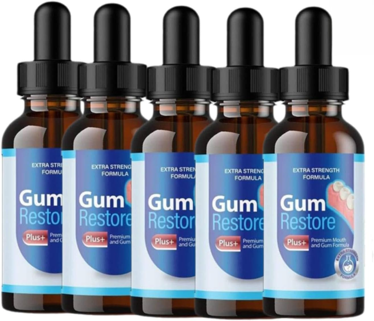 5Pcs Gum Restore Drop for Adults - Gum Repair Regrowth for Receding Gums Treatment & Stain Removal Natural, Bad Breath Treatment & Fresh Breath & 30Ml Portable Oral Care Solution