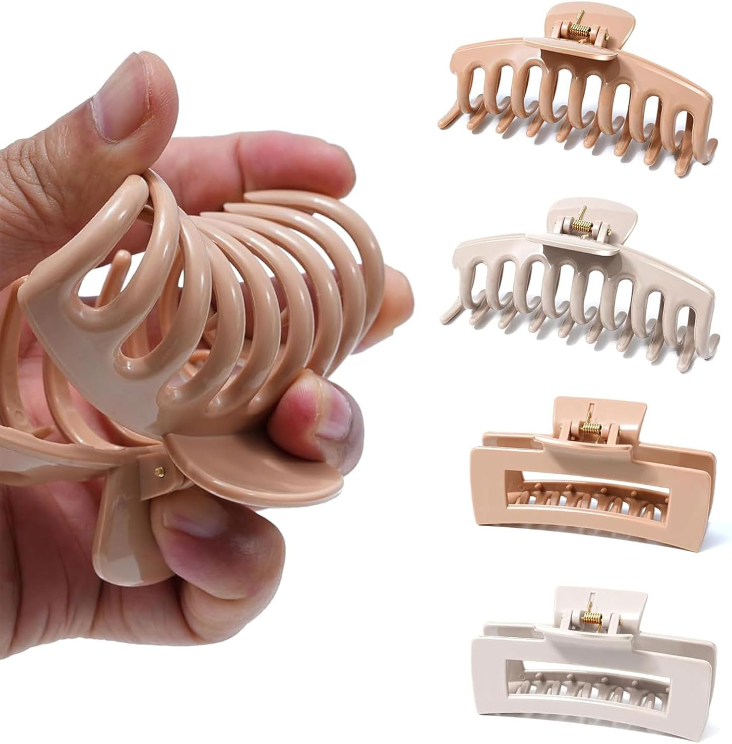 Muorruo 4 Pack Cloud Clip, Flexible Silicone Hair Clips, Non-Slip Large Bendable Clip, Soft Hair Clips for Thin and Thick Hair, Non-Removable Hair Clip (Brown)