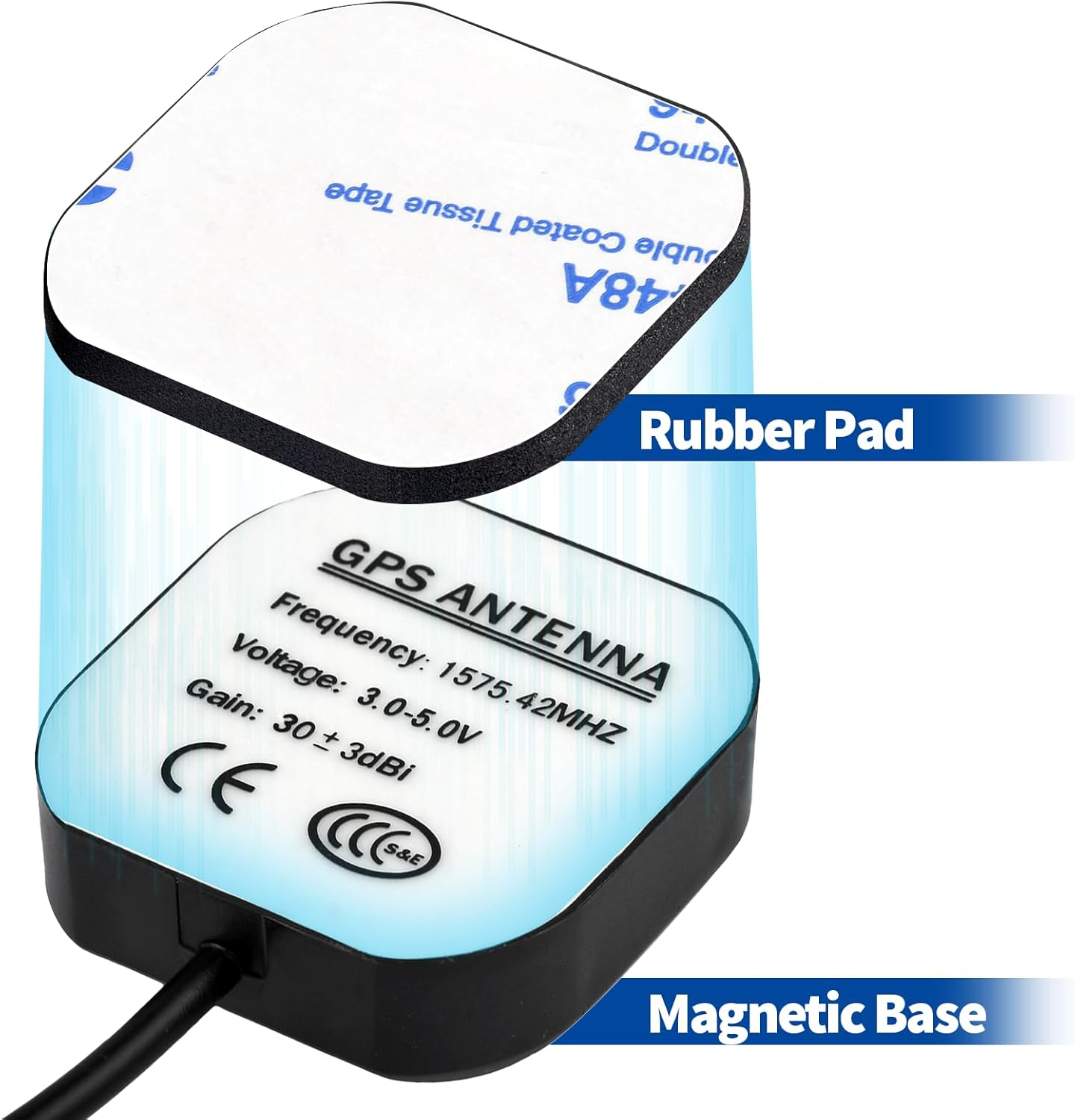 Bingfu GPS Aerial Vehicle Waterproof Active GPS Antenna with SMA Male Connector for Car Stereo Head Unit GPS Navigation System Module Truck Marine Boat GPS Tracker Locator Real Time Tracking Device - Cable image number 5