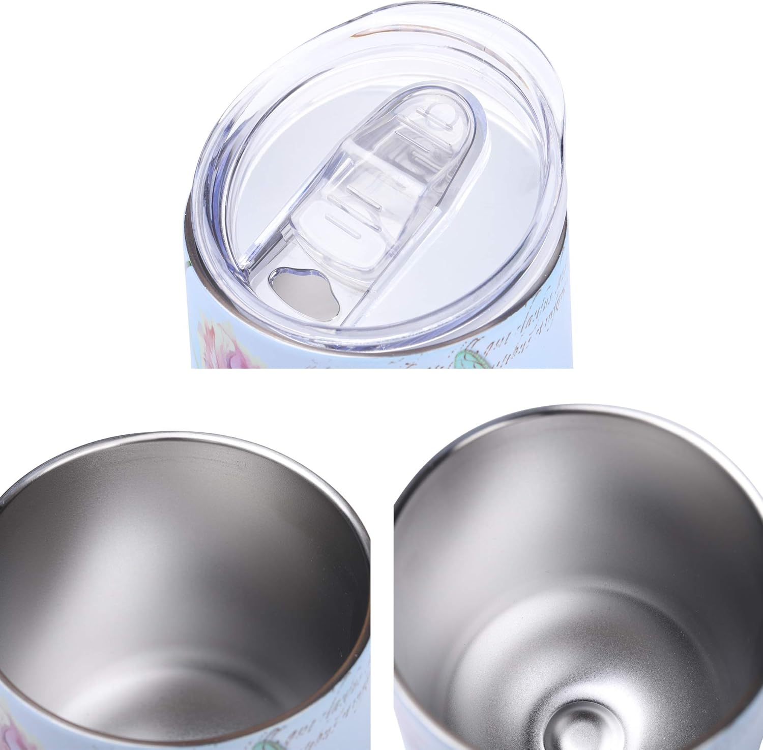 Nymphfable 12Oz Stainless Steel Wine Tumbler with Straw and Lid Dragonflies Insulated Wine Glass Double Wall - Multi-Pineapple image number 3