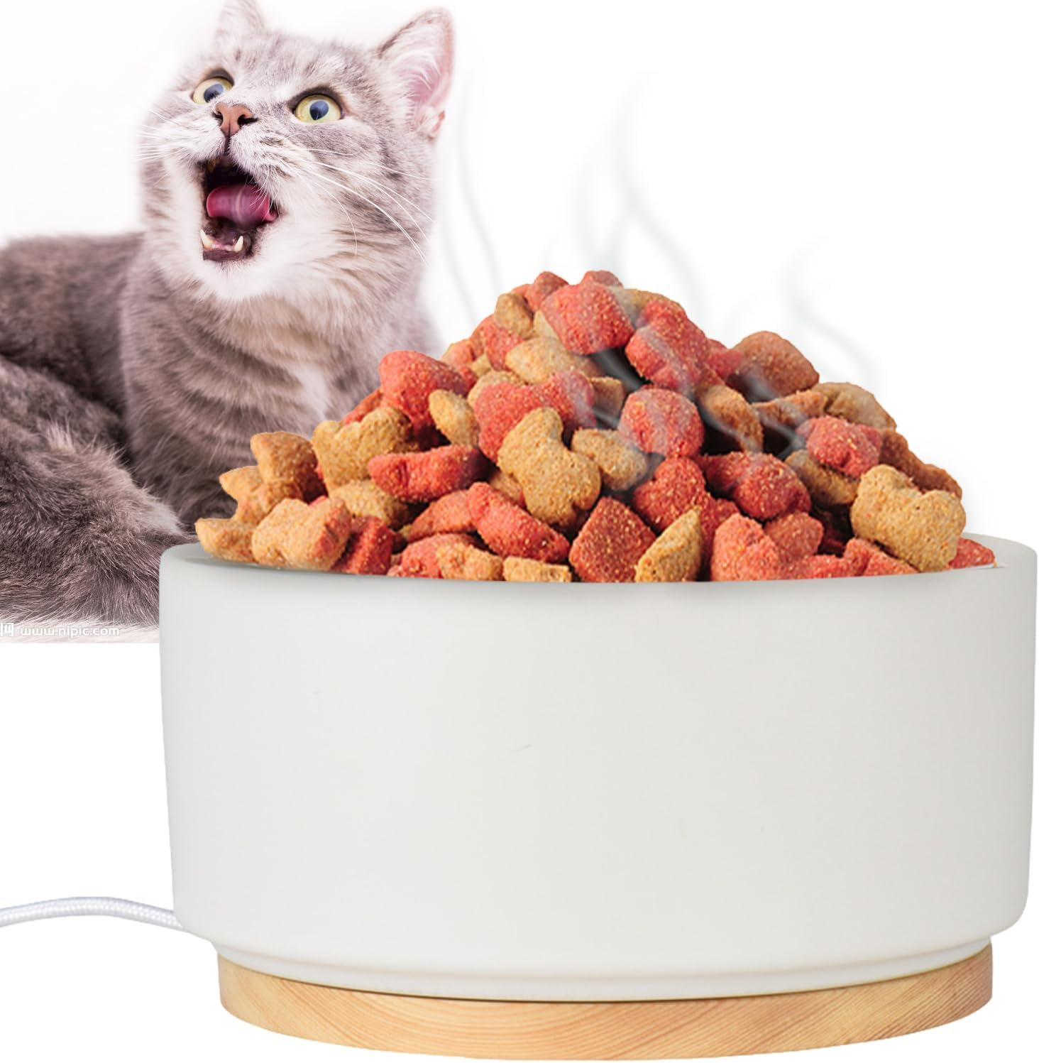 Heated Water Bowl, Ceramic Thermal Pet Bowl 1000Ml, Chicken Water Heater with 30&deg;C Constant Temperature, Battery Operated Heated Pet Bowl, USB Heating Dog Heated Bowl for Winter image number 1