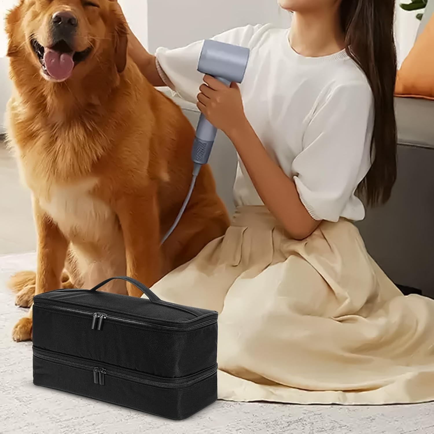 Hair Tool Bag | Handheld Portable Hair Dryer Case - Dustproof Travel Carrying Case, Hair Air Wrap Dryer Case, Hair Tool Storage Organizer for Women image number 6