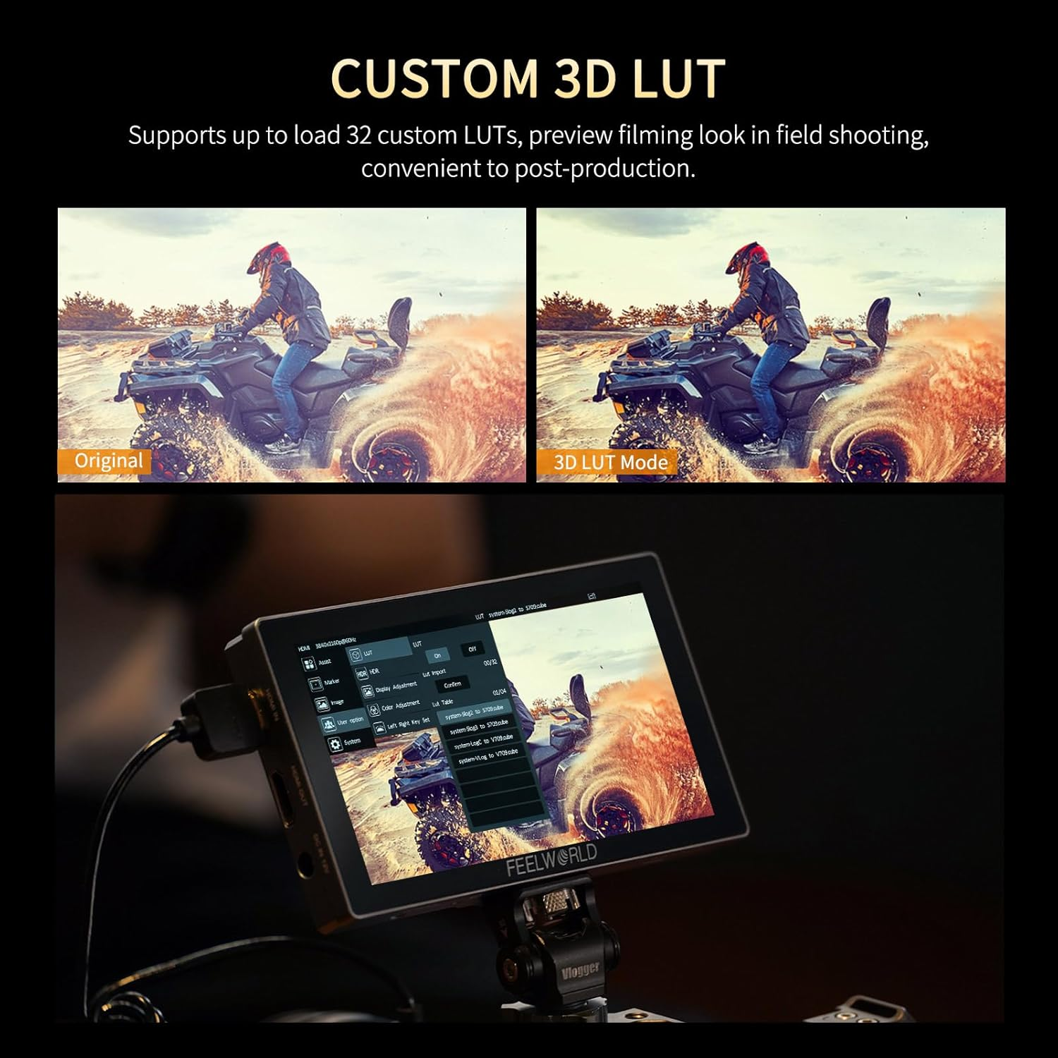 FEELWORLD P6X 5.5 Inch 1000Nit Aluminium Camera Field DSLR Monitor with F750 4400Mah Battery and Bag Touchscreen High Brightness Portable Waveform HDR 4K HDMI Input and Output 3D LUT Out Weight 249G