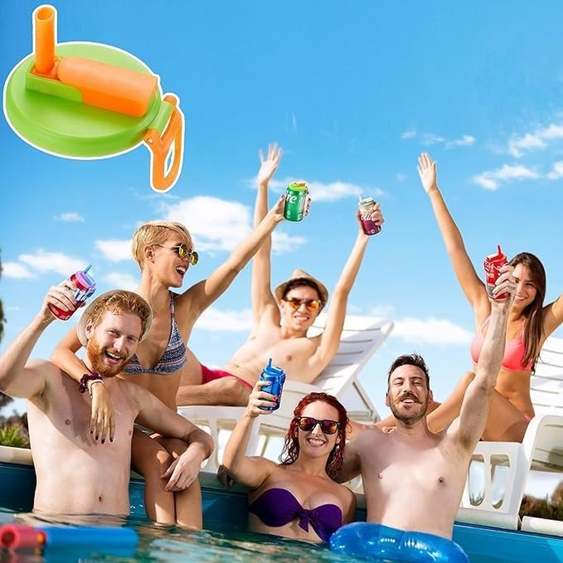 4-Pack 4 Color Soda Can Lids,Color Soda Can Lids with Straws,Reusable Pop Can Lids，Covers &ndash; Can Caps, Topper &ndash; Can Saver,Stopper &ndash; Fits Standard Soda Cans image number 1