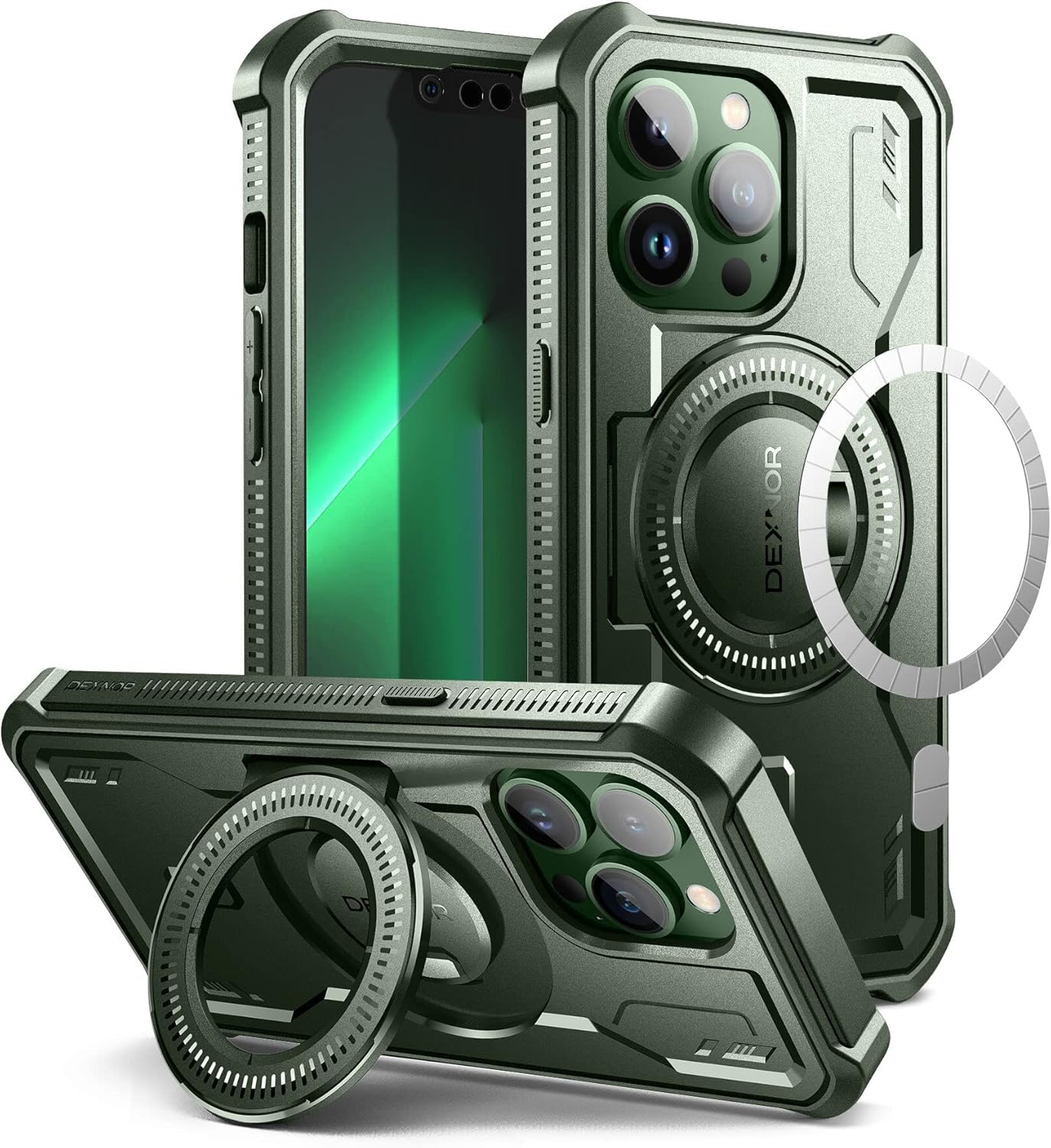 DEXNOR for Iphone 13 Pro Case Compatible for Magsafe[Built in Screen Protector and Kickstand]，Heavy Duty Military Grade Protection Shockproof Protective Cover for Iphone 13 Pro - Navy Blue