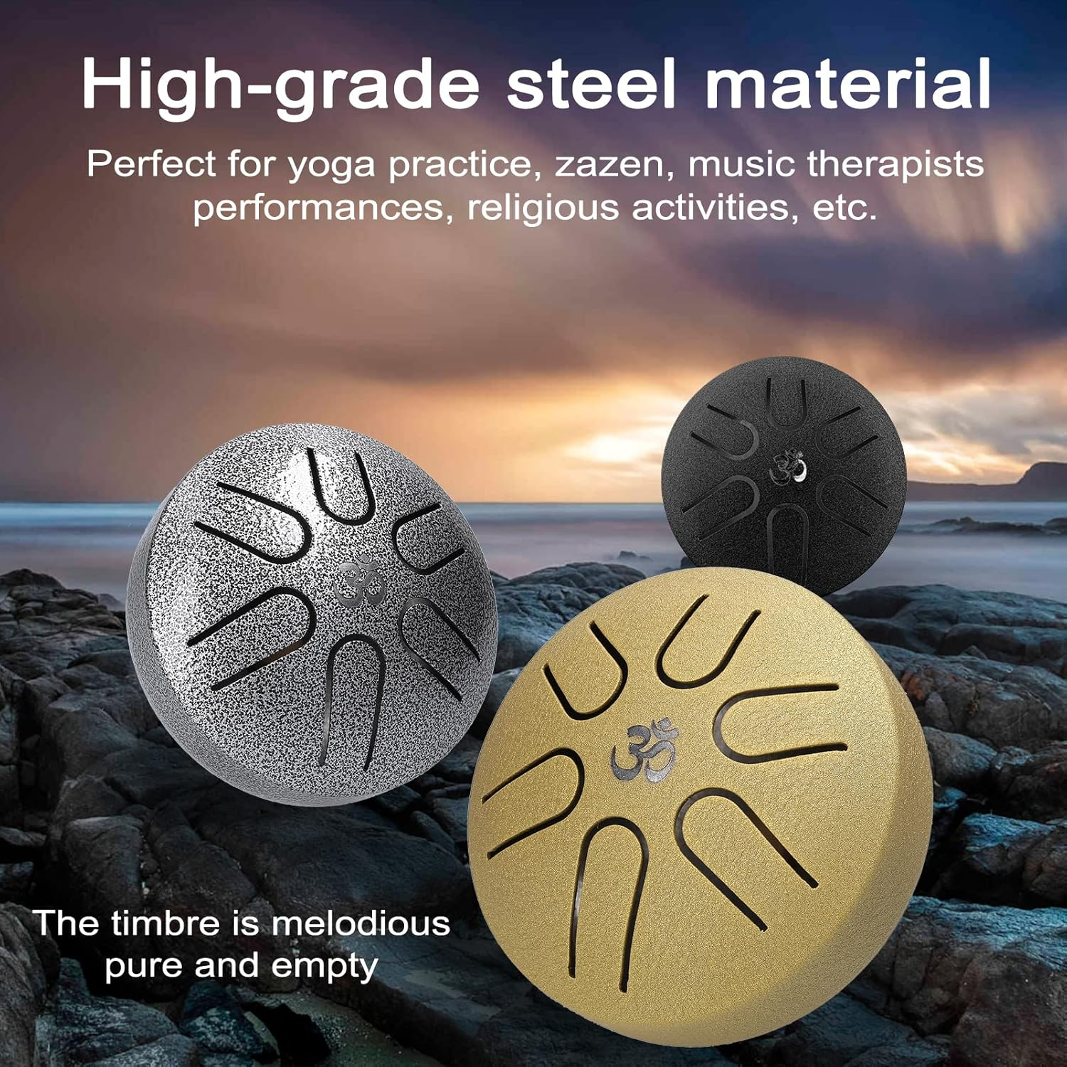 3 Inch 6-Tone Steel Tongue Drum Hand Pan Drums with Drumsticks Percussion Musical Instruments image number 2