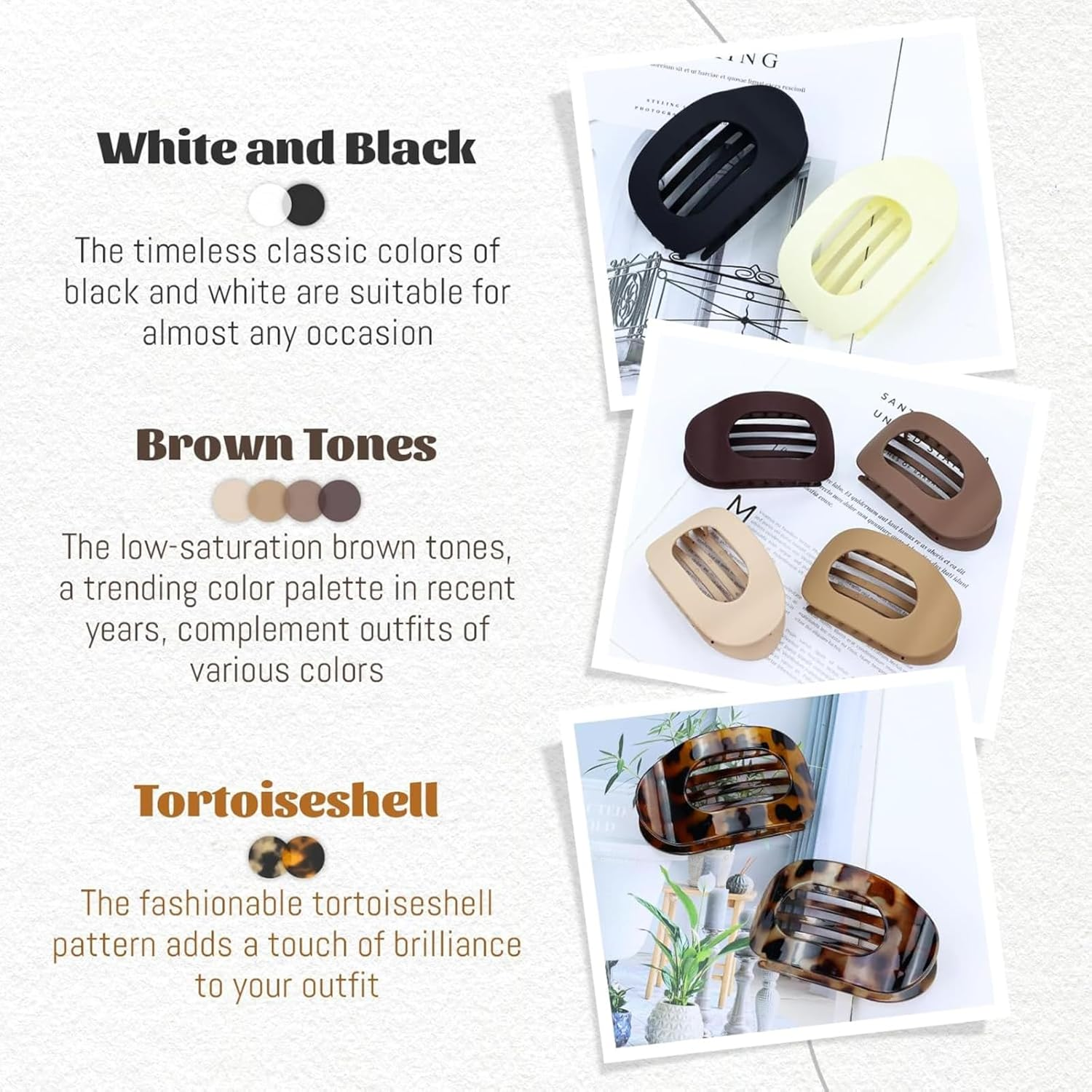 Elevapulse Women'S Hair Clips, Pack of 6 Hair Clips, Flat Hair Clips, Medium Size Hair Clip, Flat Women'S Flat Hair Clip, Everyday, Sports or Driving (Leopard) image number 1