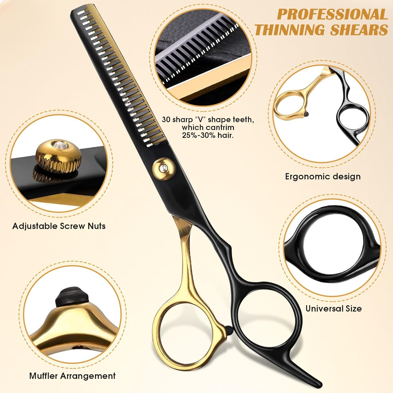 Hairdressing Scissors Set Hair Cutting Scissors Professional Hairdressing Scissors 6.7 Inch Thinning Scissors Hairdressing Hair Cutting Set for Women Men Pets Family Hairdressing Salon 15 Pieces image number 1