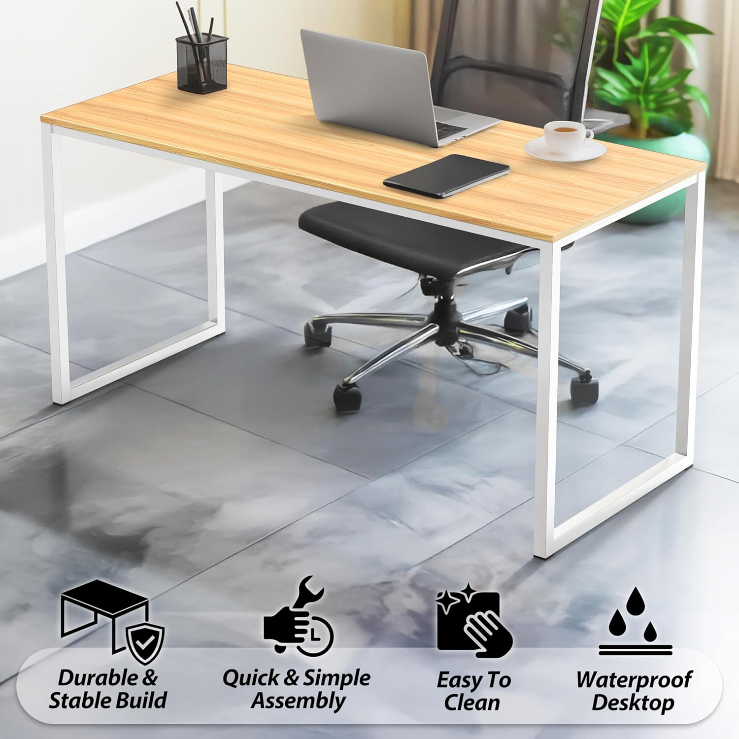 SHW Mission Home Office Computer Desk, 81 X 40 Cm, Oak image number 4