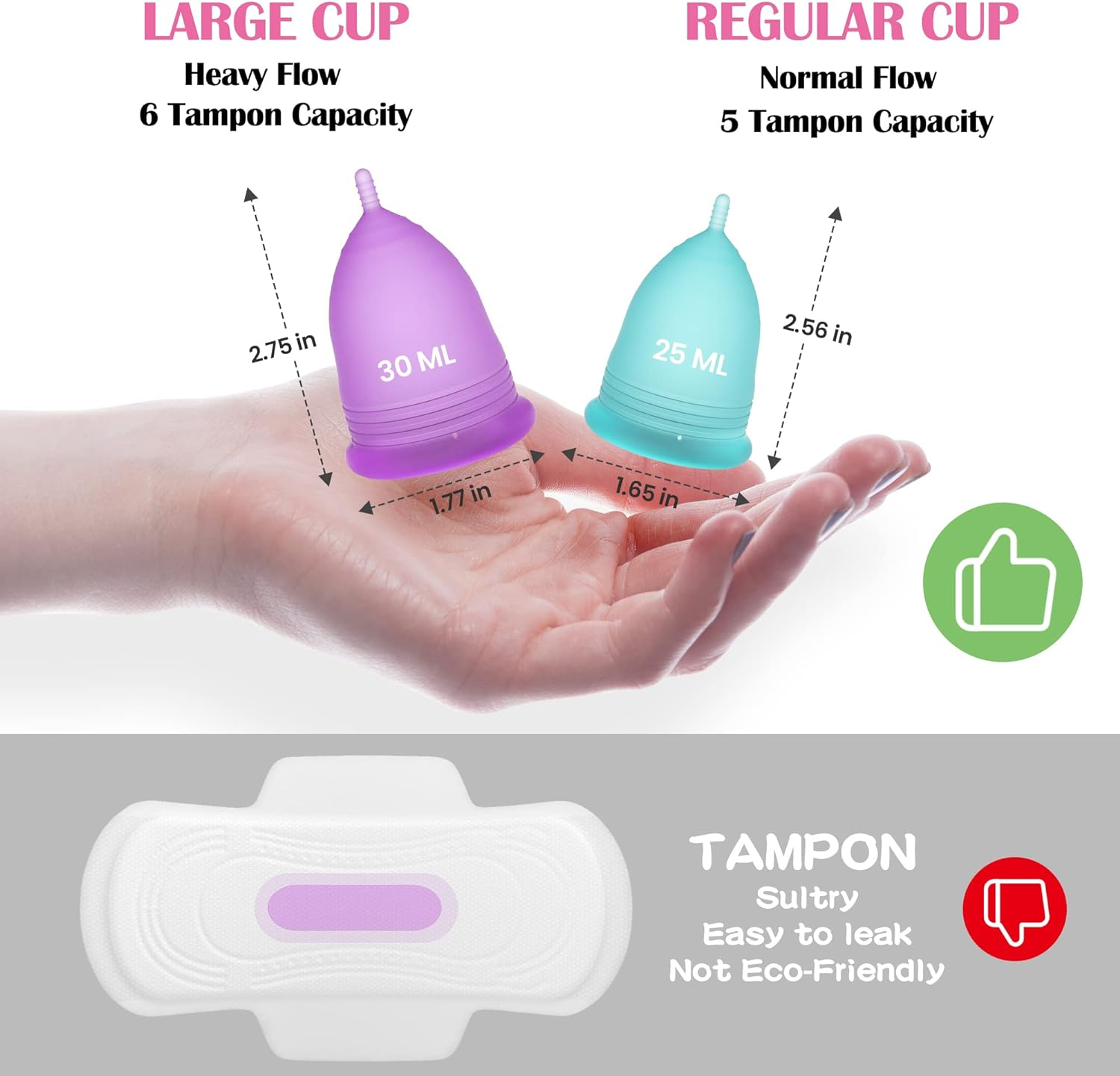 YTYOMUR Menstrual Cup Steamer Sterilizer with 2 Reusable Menstrual Cups, Period Cups Cleaner Wash Kit image number 5
