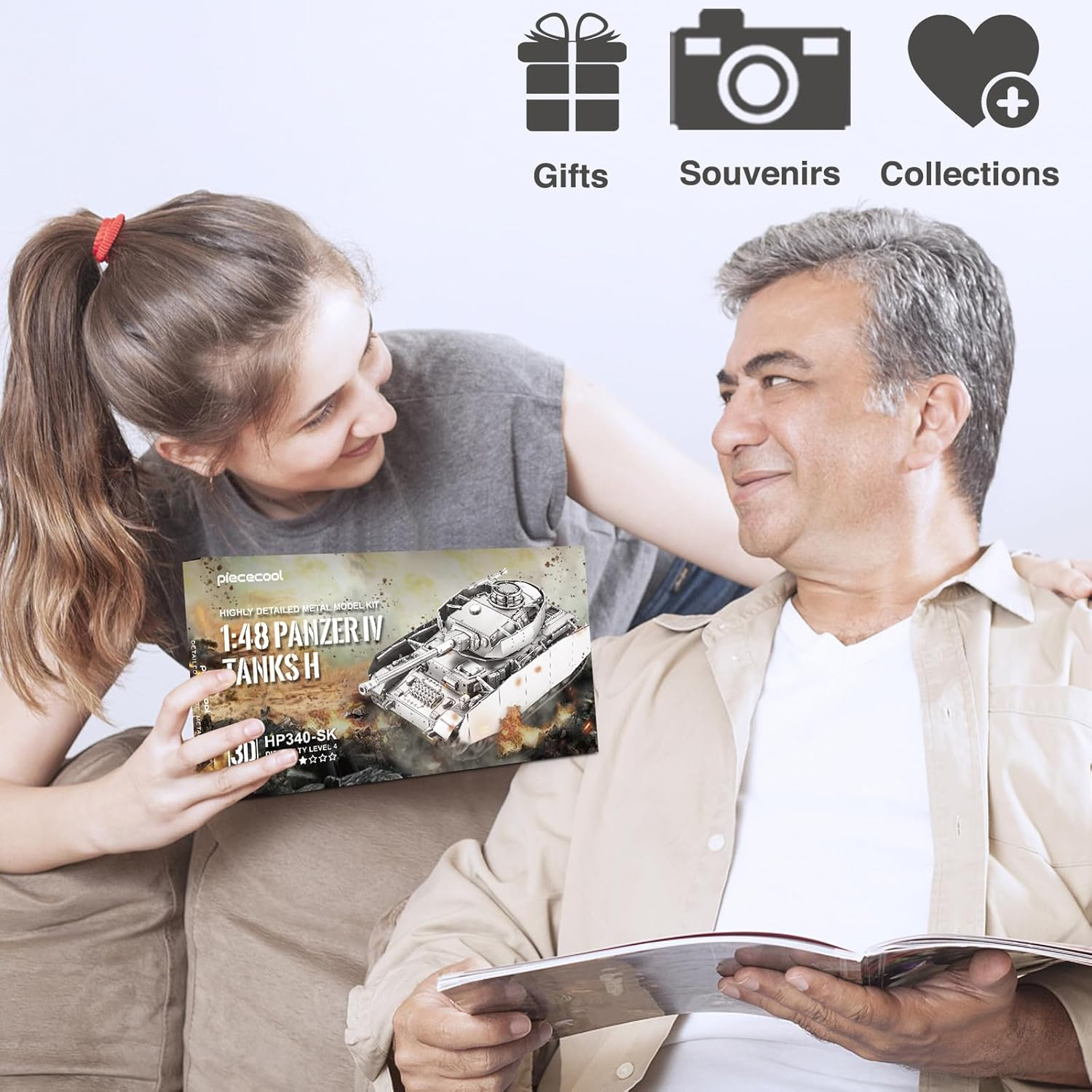 Piececool Metal 3D Puzzles for Adults, Germany Panzer IV Tanks Model Building Kits (1:48 Scale), DIY Assembling Arts and Crafts, Best Christmas Birthday Gifts