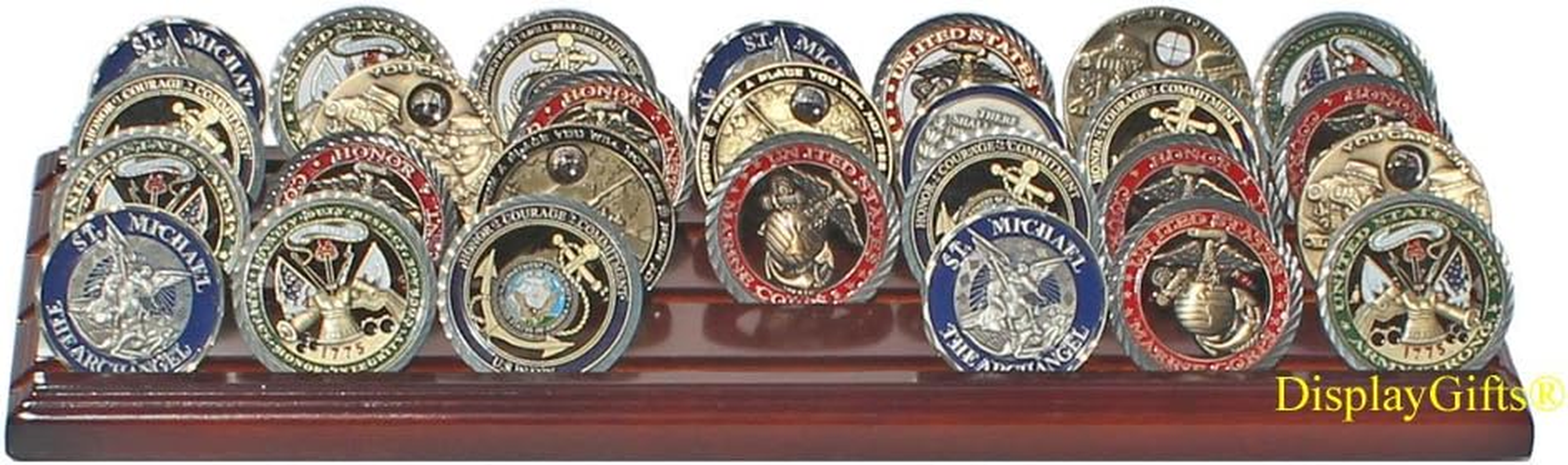 Military Challenge Display Coin Holder Stand Walnut Finish CN7 - Walnut Finish image number 4