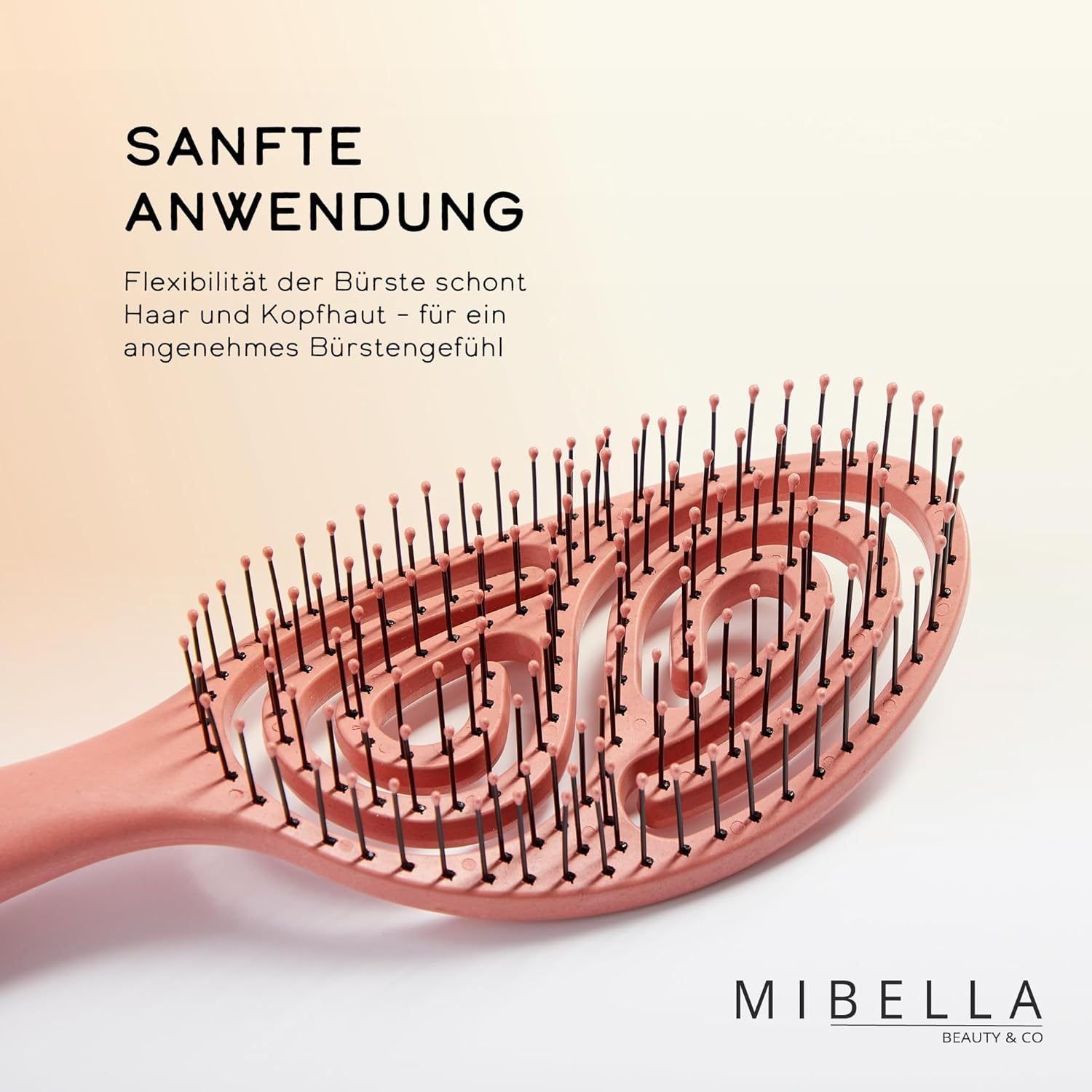 MIBELLA BEAUTY & CO Hair Brush without Pulling for Men and Women - Detangler with Spiral Cushion for Gentle Head Massage Sustainable Made of Wheat Straw image number 2