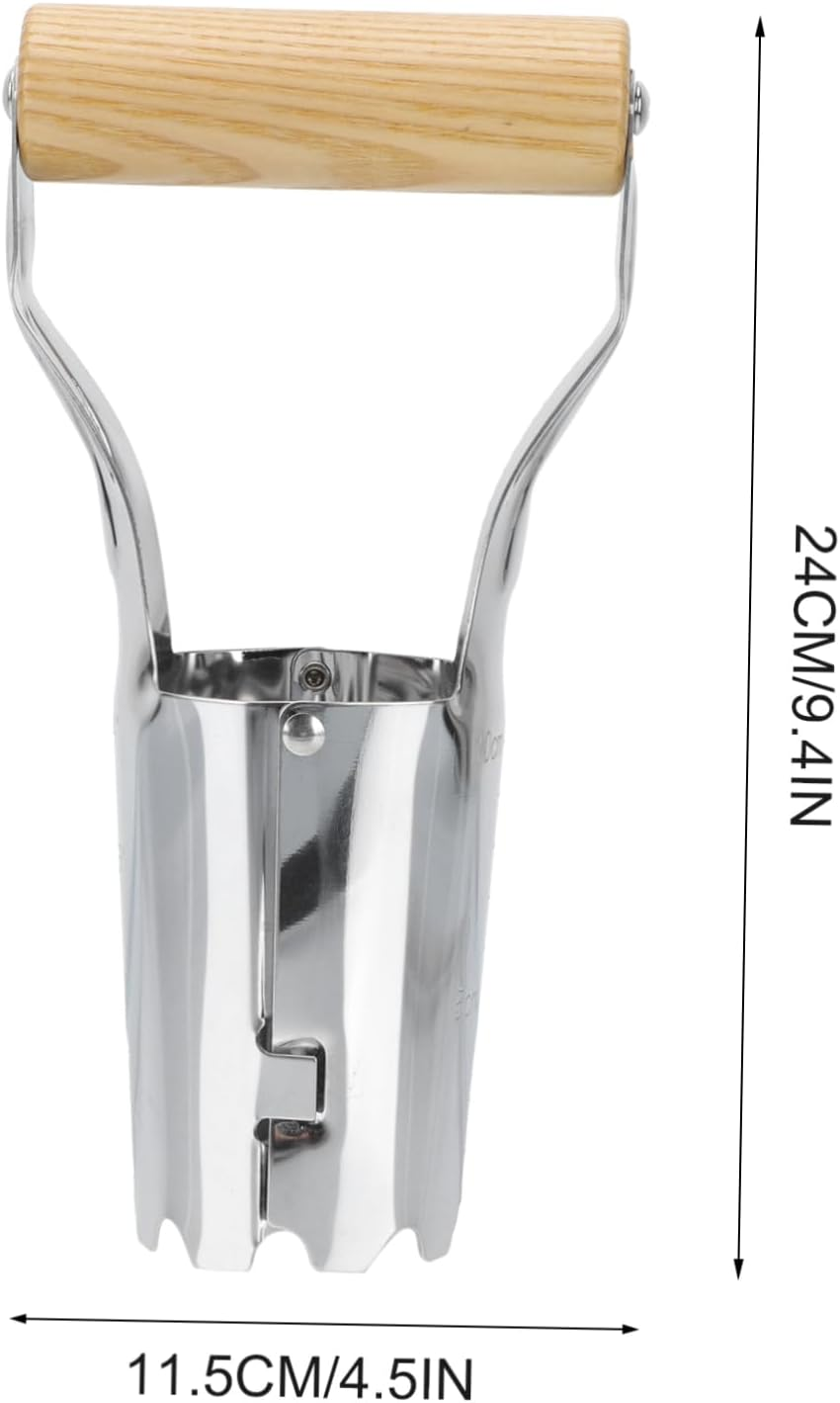 SUPVOX Vegetable Transplanting Tube Flower Transplanter Wooden Handle for Home Gardening, Stainless Steel Cylinder Garden Tool for Seedling Replanting Random Style image number 2