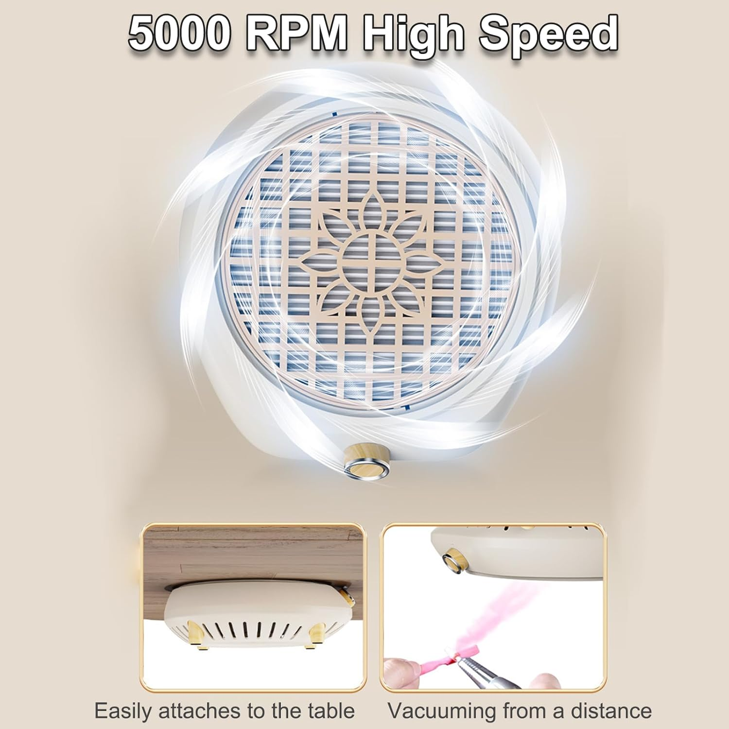 Bouzaak round Nail Dust Collector Compact Nail Dust Fan for Home Salon Use image number 2