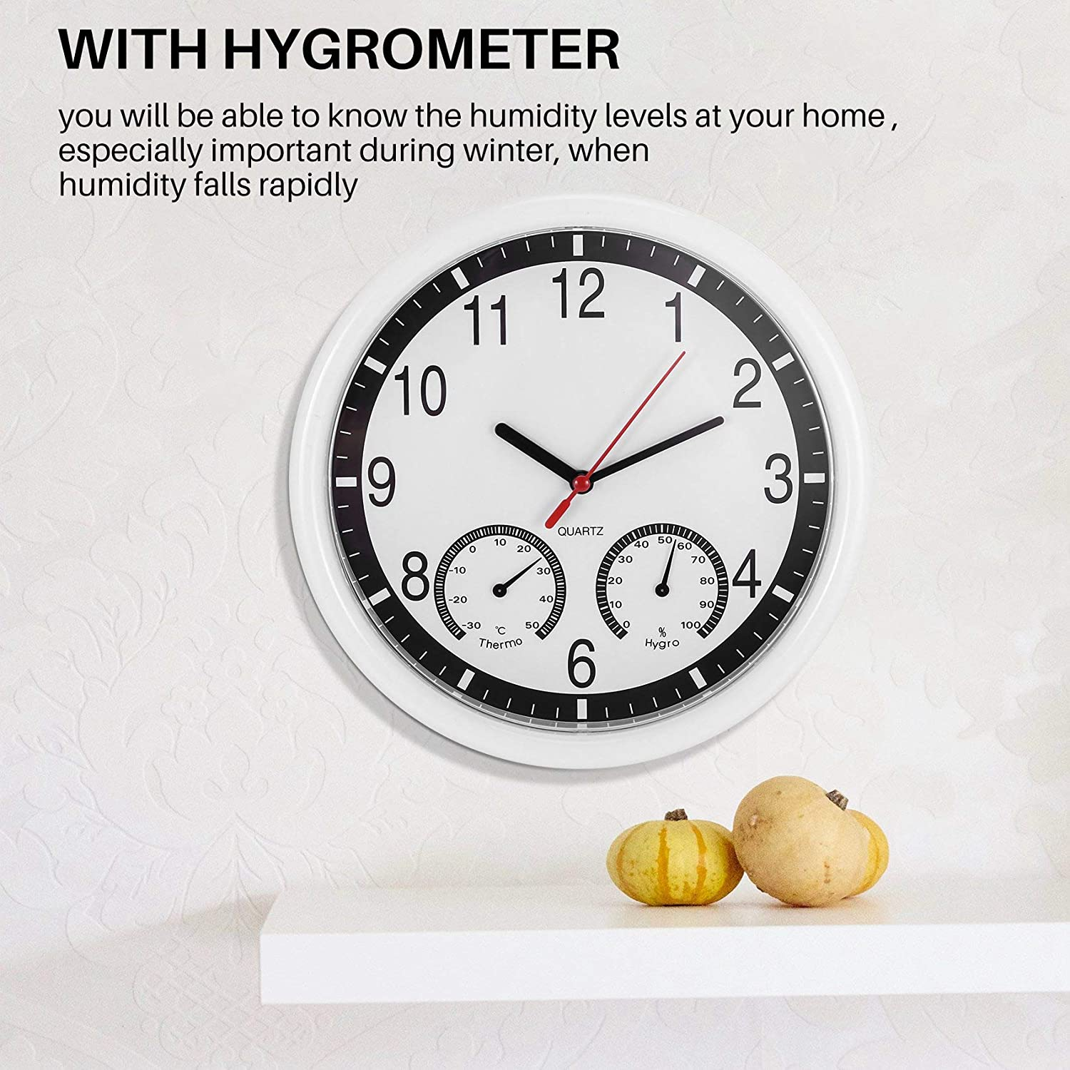 Restrdt Quartz Stone Clock Silent Wall Clock Accurate Thermometer Humidity Indoor Outdoor Pool Patio