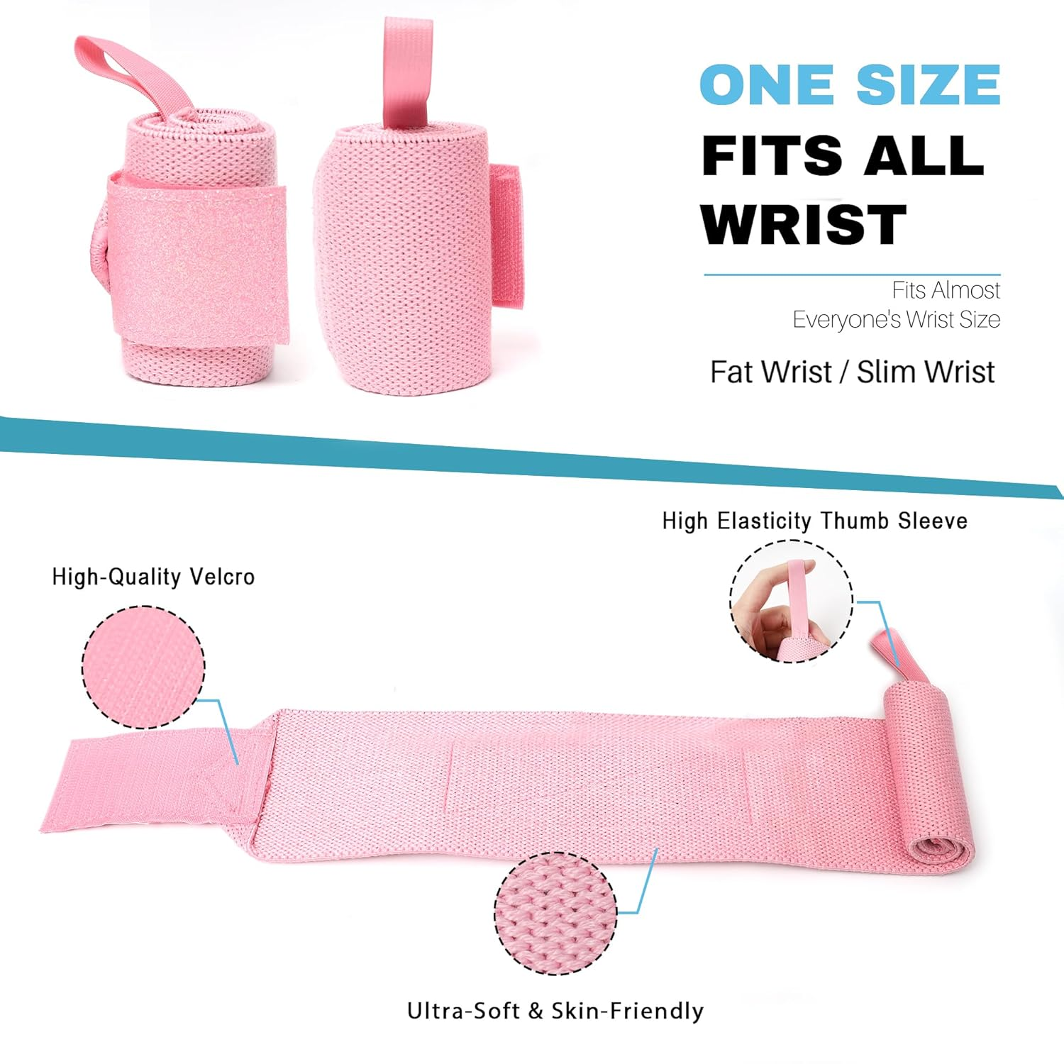 2 Pack Wrist Brace for Carpal Tunnel & Arthritis Pain Relief, Adjustable Wrist Support Wrap for Tendonitis, Gym Fitness Weightlifting, Highly Elastic Wrist Straps for Men & Women (Pink) - Blue image number 3