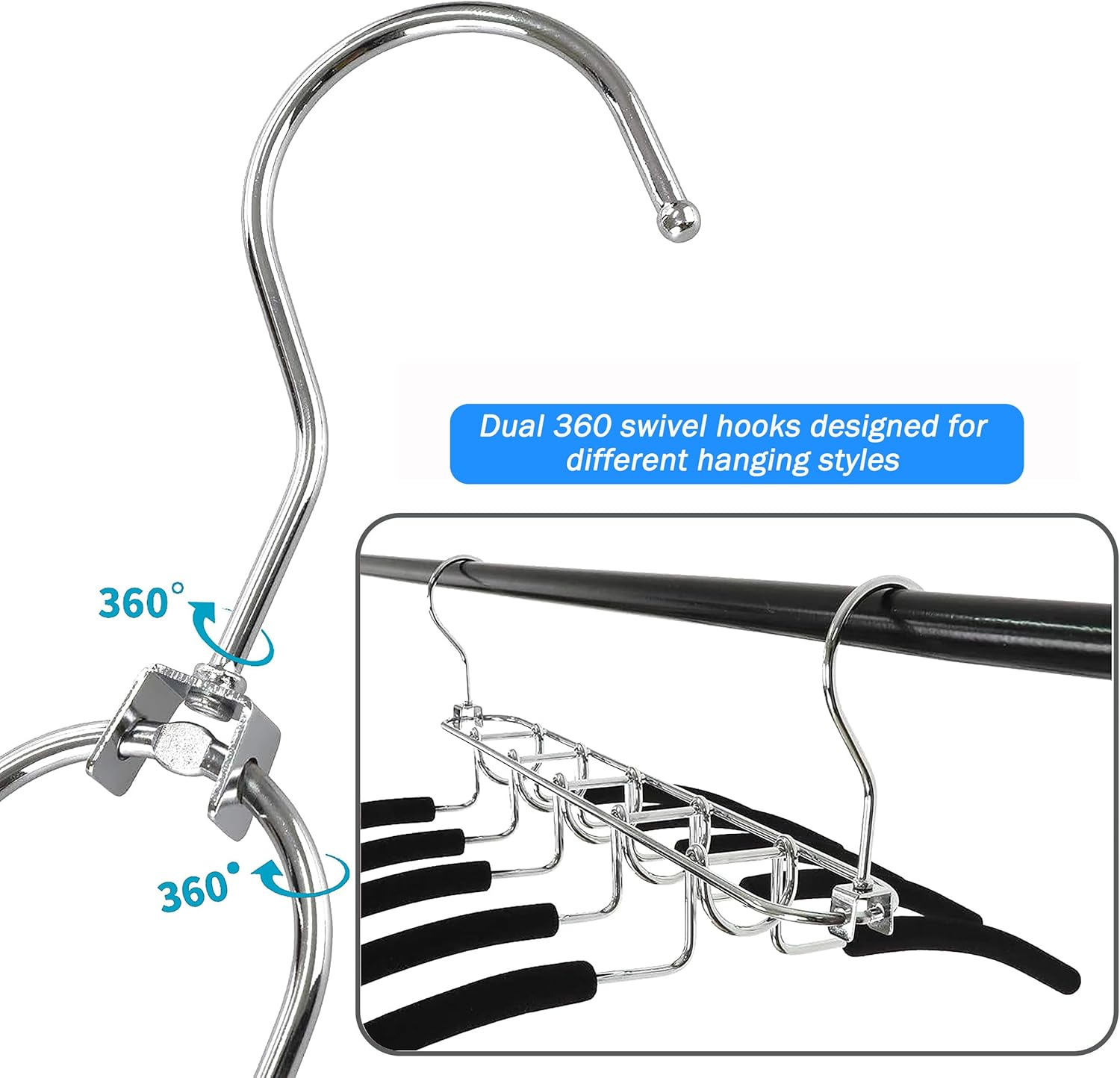 Zekroh 5 in 1 Space Saver Coat Hangers, 4 Pack Multilayer Metal Clothes Hanger anti Slip Clothes Hangers with EVA Sponge Tube, Heavy Duty Stainless Steel Hangers for Closet Storage Organizer image number 5