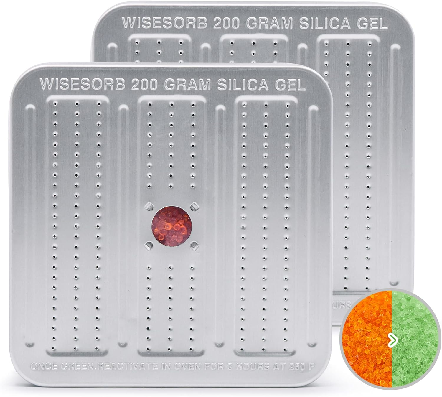 Wisesorb 200 Gram 2 Pack Gun Safe Dehumidifier, Reusable Silica Gel Dehumidifier, Indicating Silica Gel Desiccant Canister (Orange to Green) image number 6