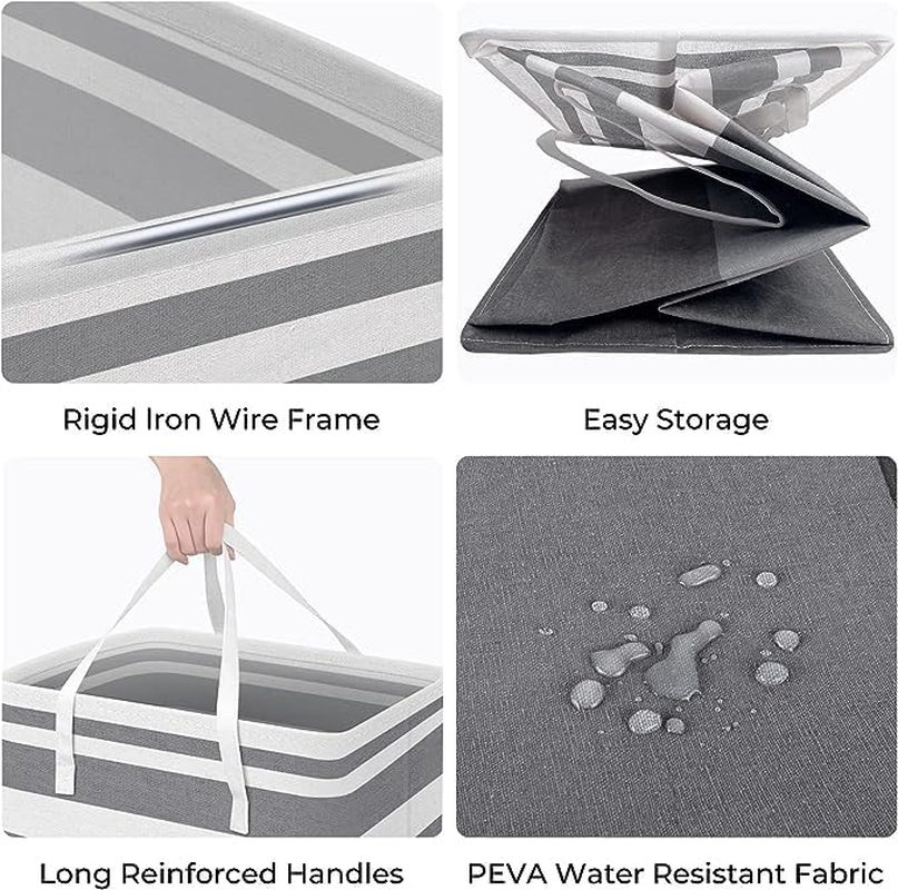 Sunblue : 75L Large Collapsible Laundry Hamper - Convenient Handles, Water-Resistant Design - Versatile Storage Solution for Clothes, Toys, and More 【2 PACK】 image number 3