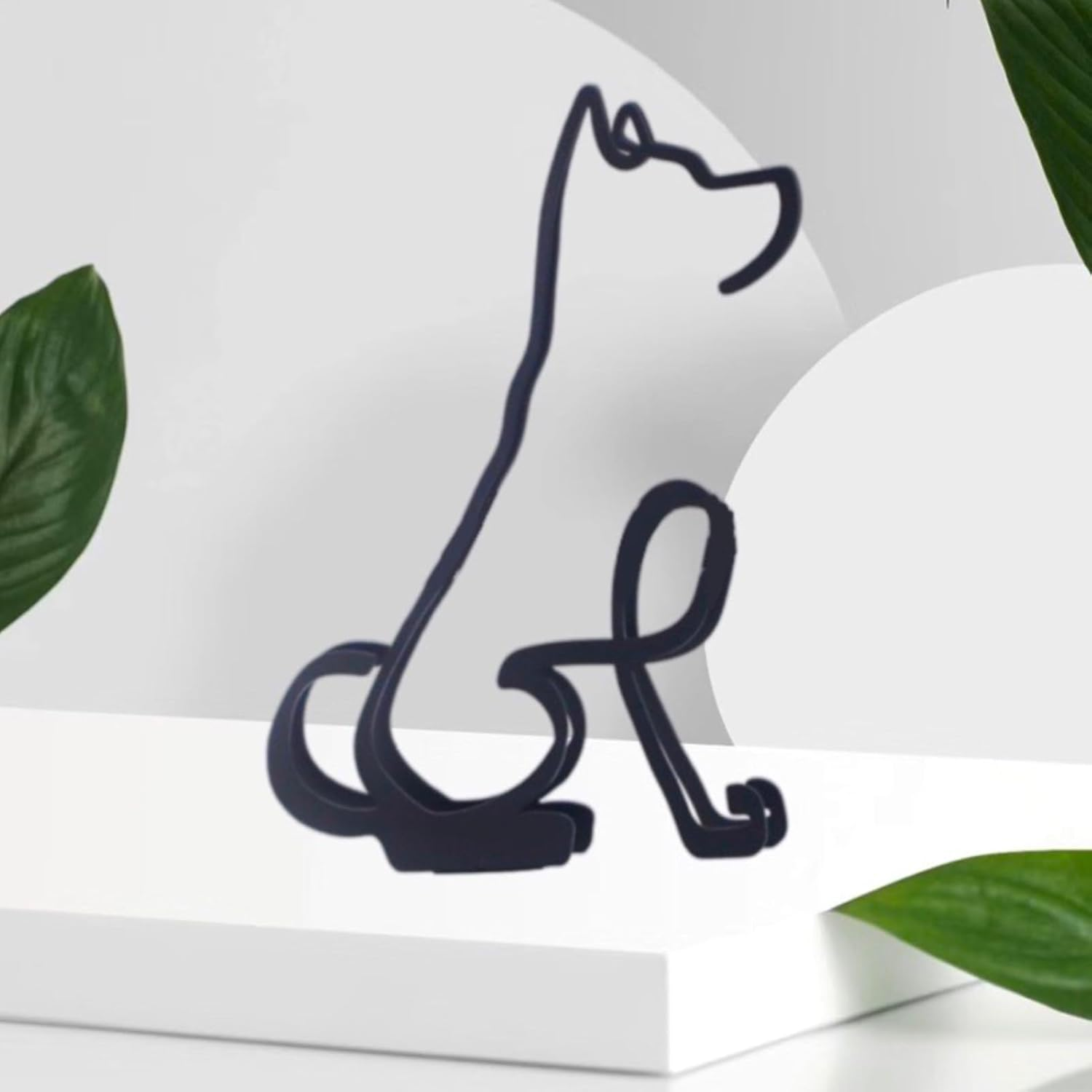TTYGRHQ Metal Dog Minimalist Art Wall Sculpture, Abstract Simple Metal Wire Art Sculpture Geometric Dog Statues Drawing Art Statue Ornament Wall Art Decoration for Home Office Desktop Decor image number 4