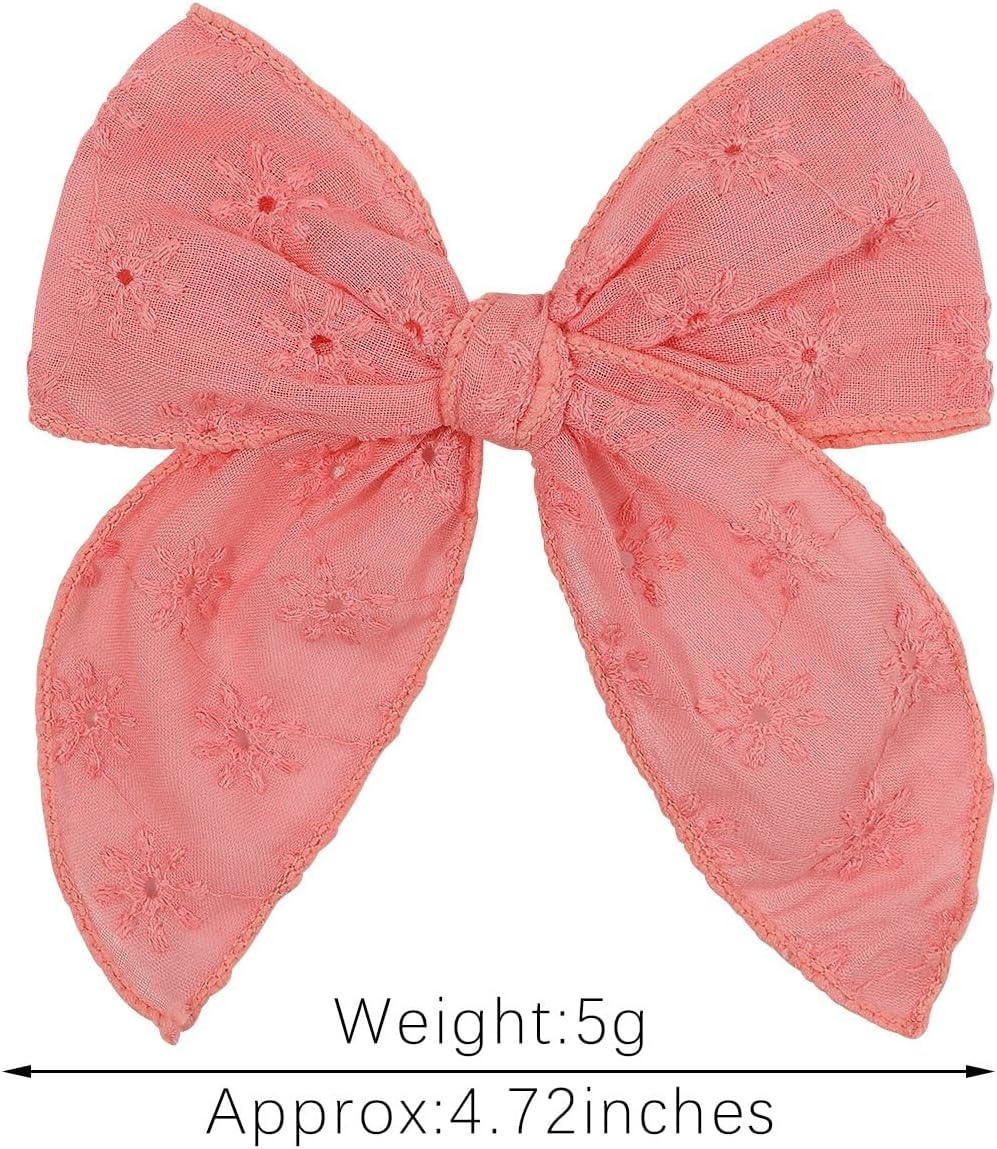 Pack of 9 Girls Hair Bows Cotton Linen Alligator Hair Clips or Little Girls Toddlers Kids Neutral Handmade Hair Accessories image number 1